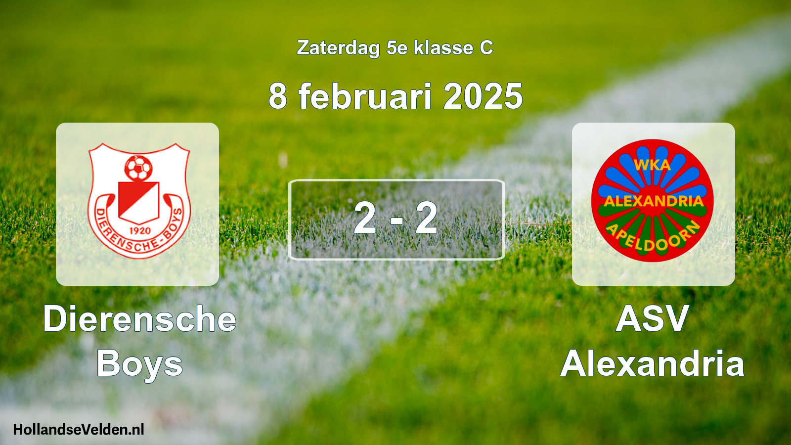 Total number of matches played: Dierensche Boys - ASV Alexandria 2 - 2 (8 February 2025)