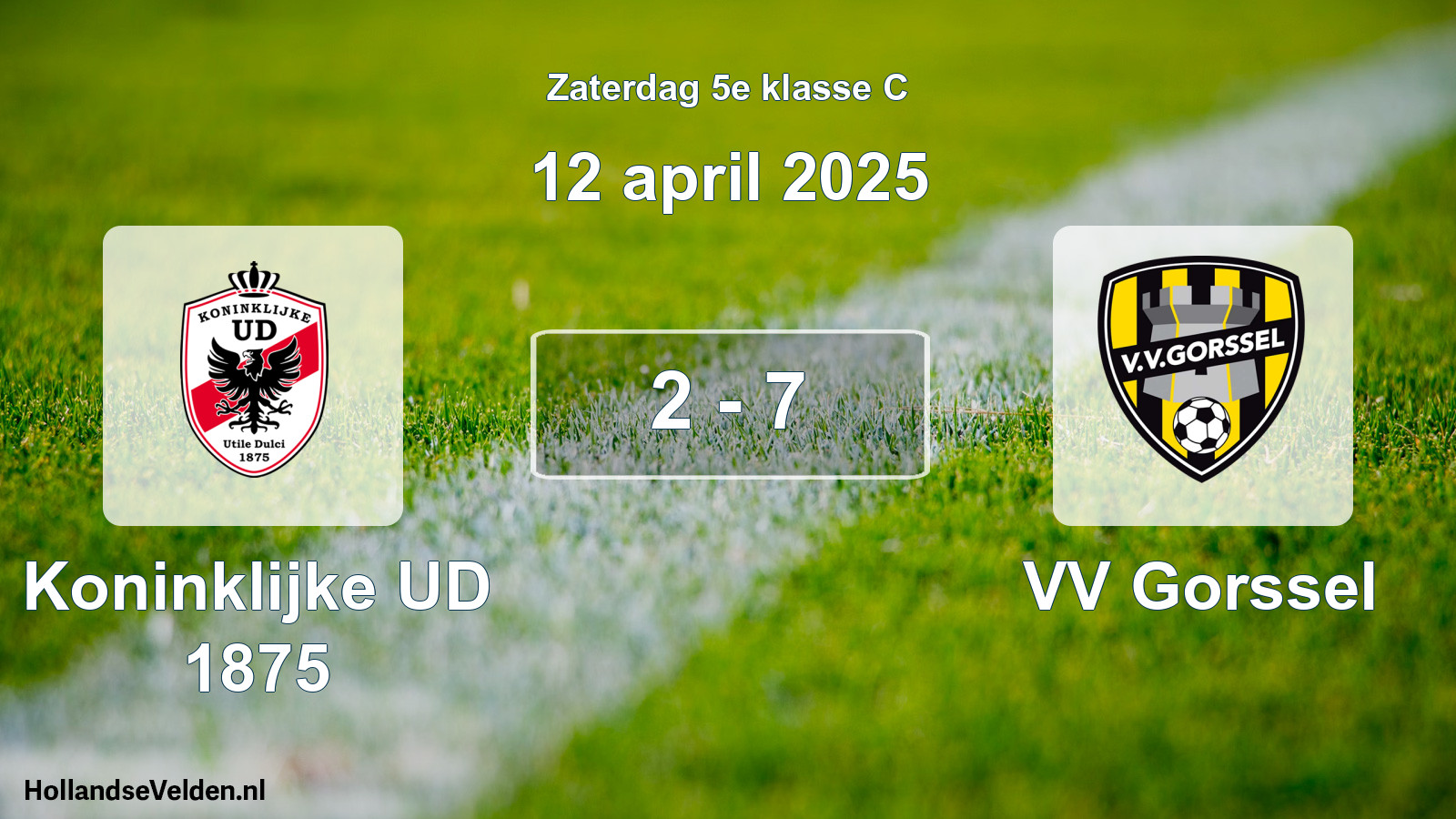 Total number of matches played: Koninklijke UD 1875 - VV Gorssel 2 - 7 (12 April 2025)