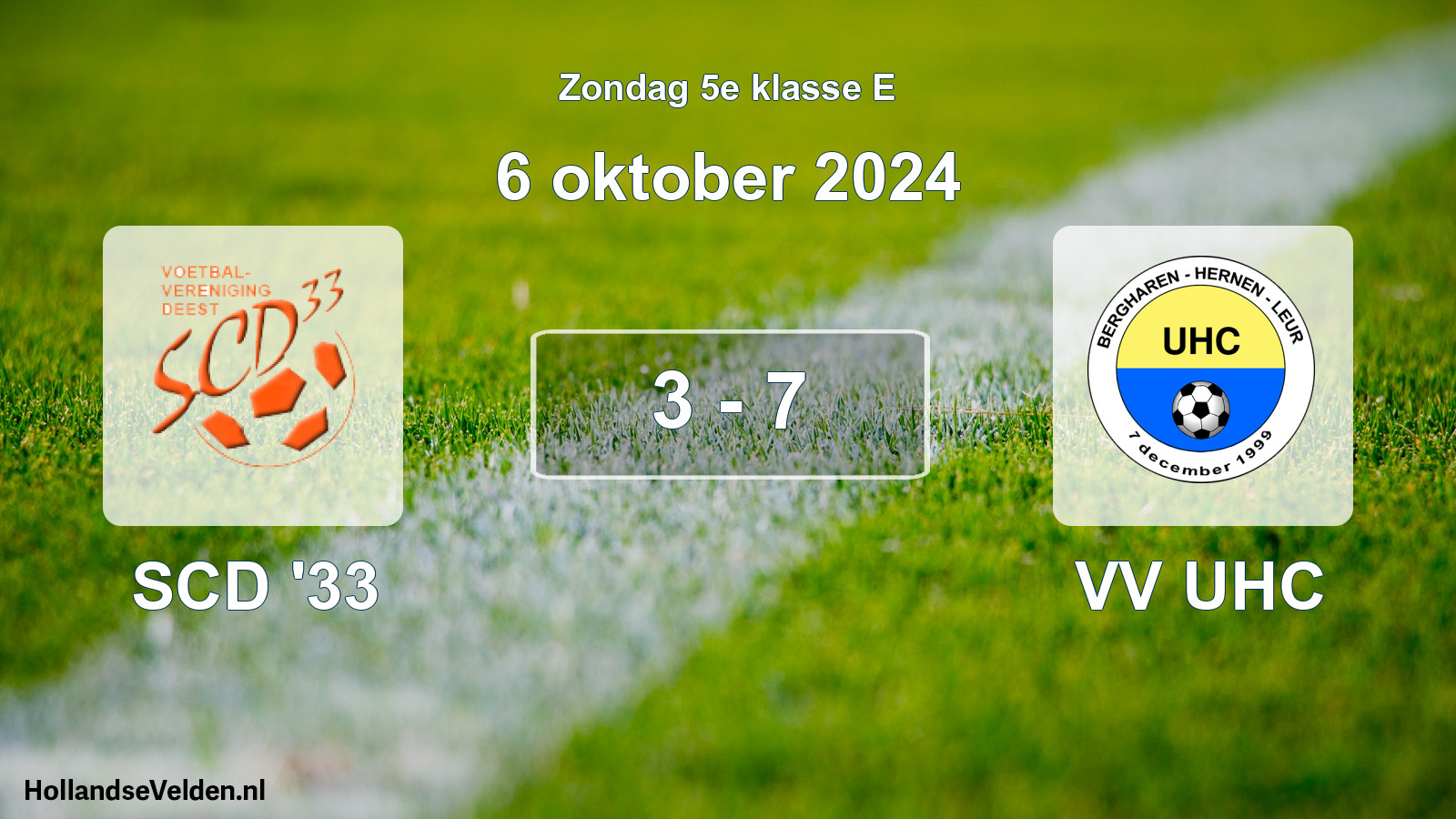 Total number of matches played: SCD '33 - VV UHC 3 - 7 (6 October 2024)