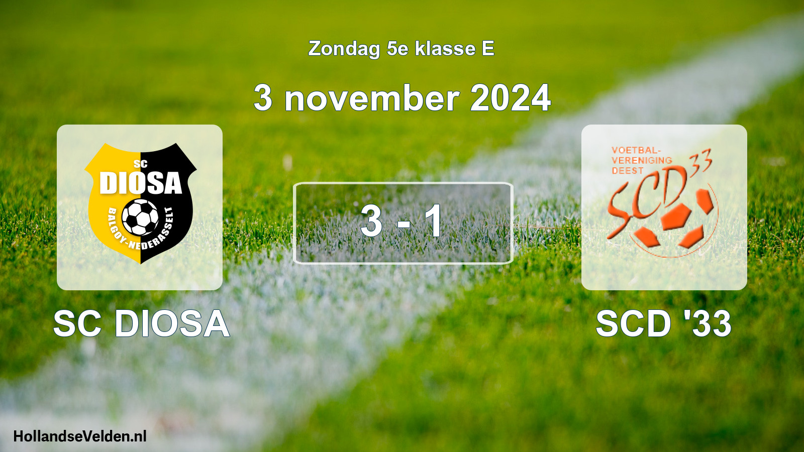 Total number of matches played: SC DIOSA - SCD '33 3 - 1 (3 November 2024)