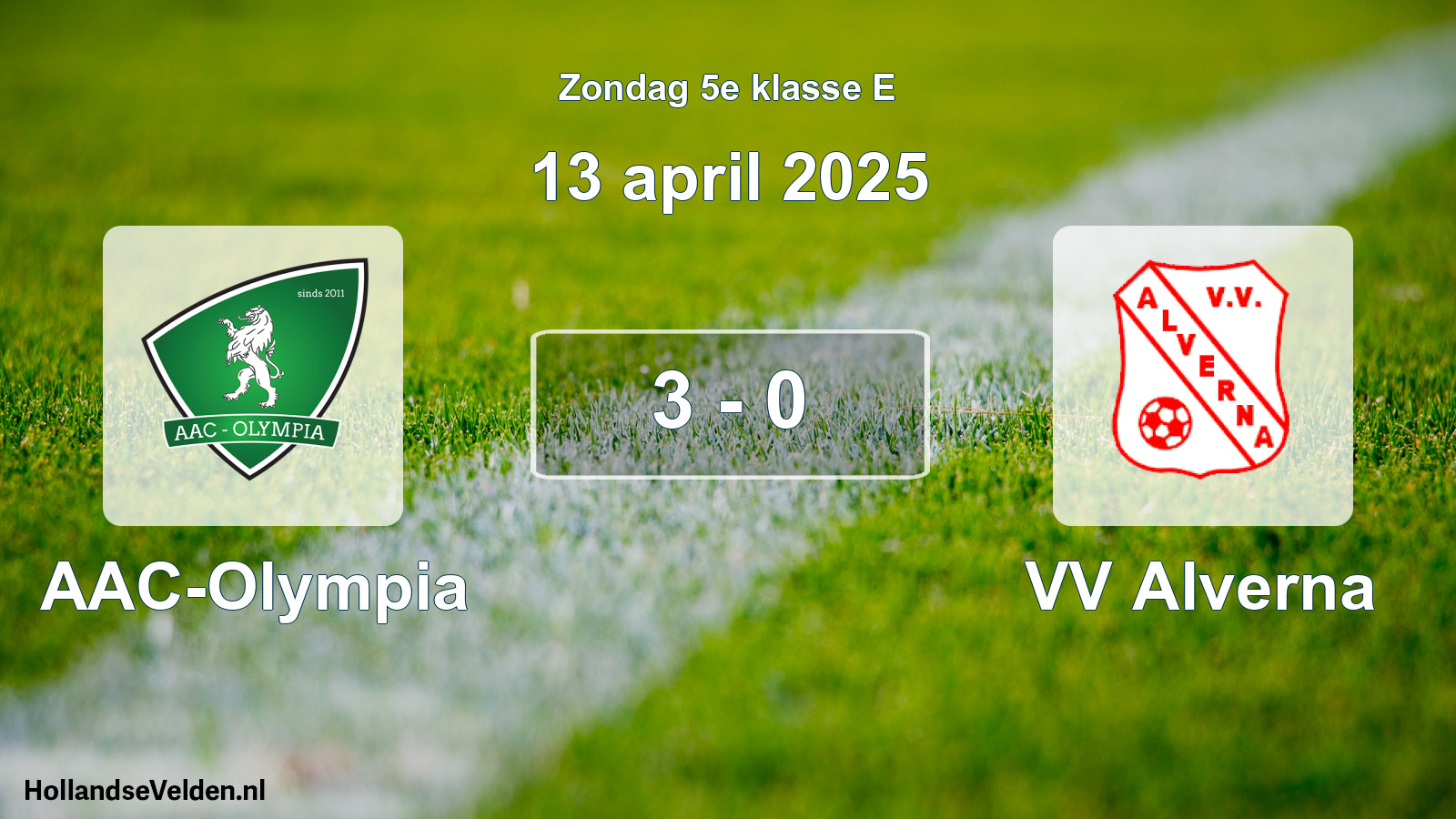 Total number of matches played: AAC-Olympia - VV Alverna 3 - 0 (13 April 2025)