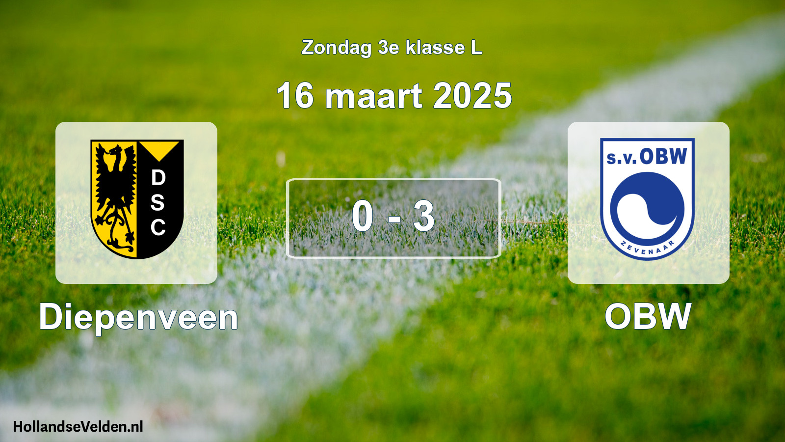 Total number of matches played: Diepenveen - OBW 0 - 3 (16 March 2025)