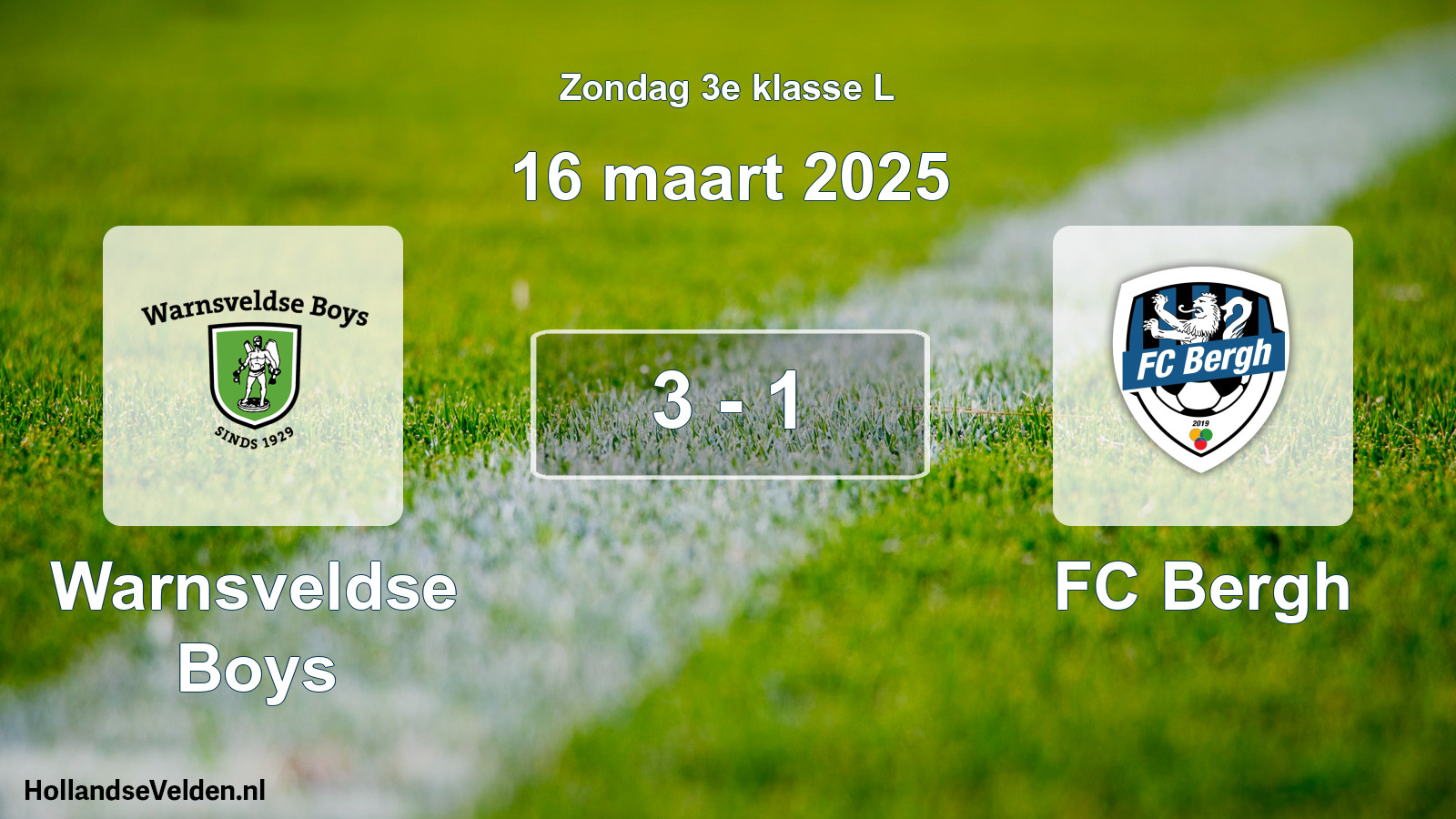Total number of matches played: Warnsveldse Boys - FC Bergh 3 - 1 (16 March 2025)