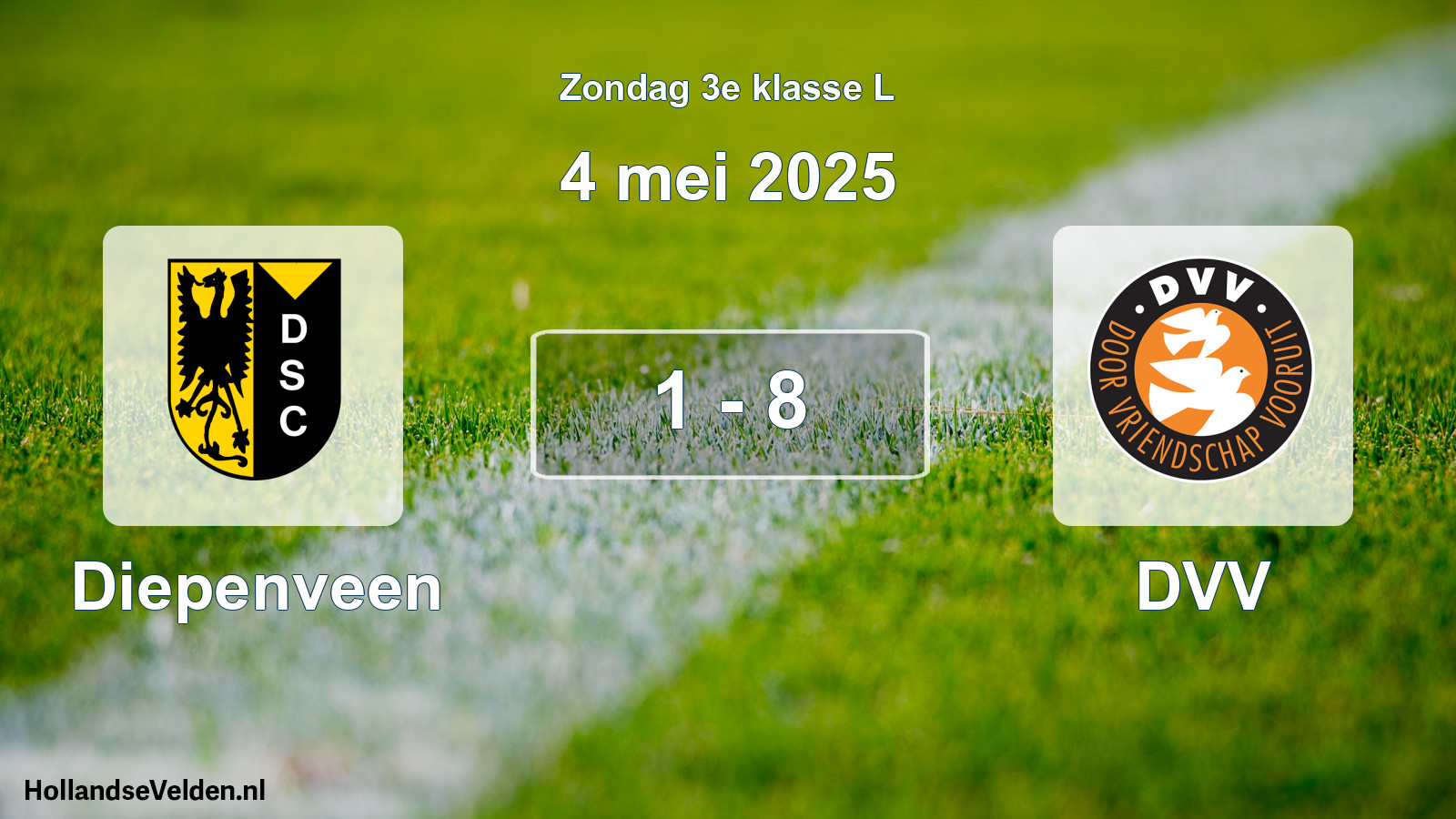Total number of matches played: Diepenveen - DVV 1 - 8 (4 May 2025)