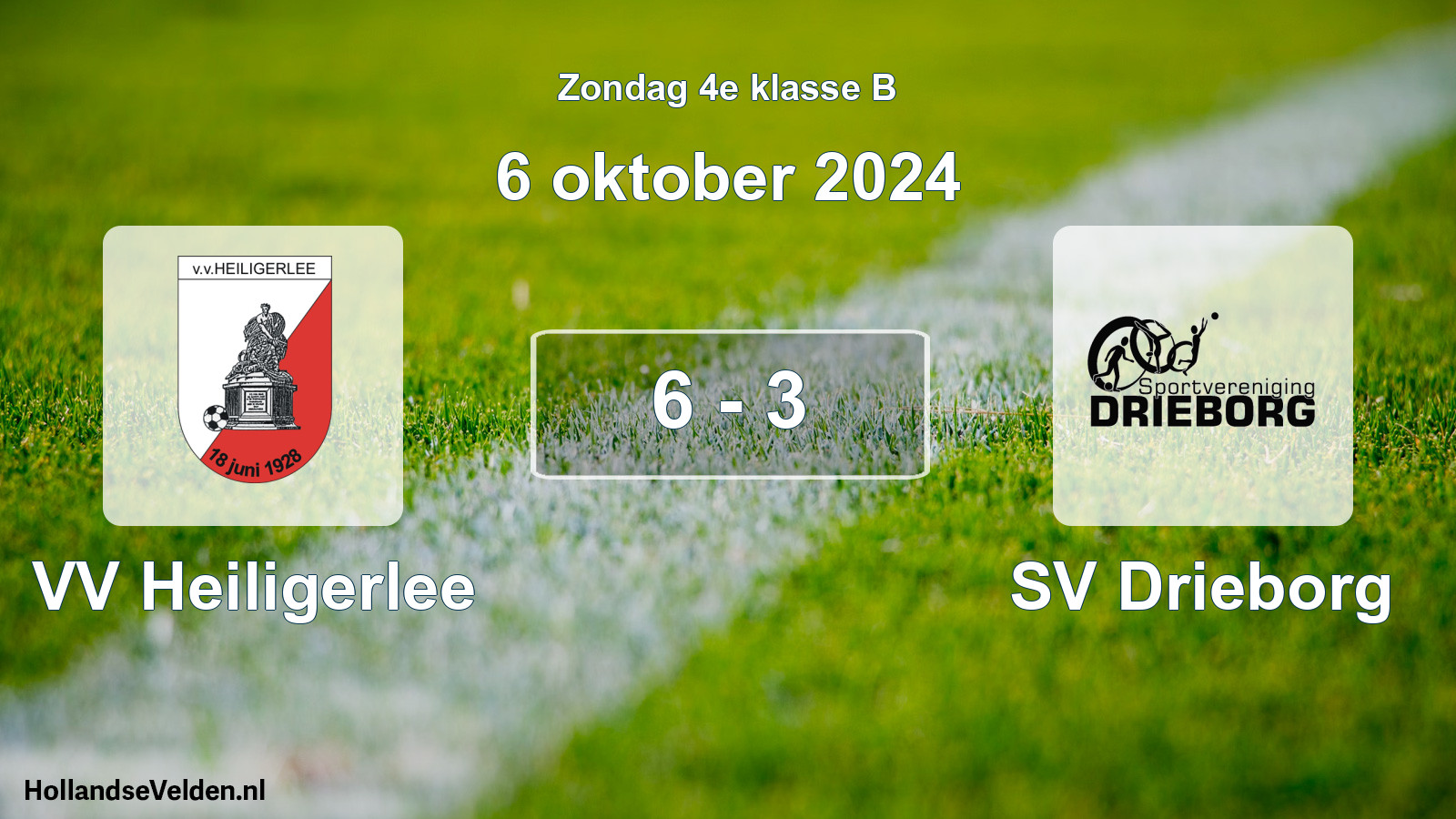 Total number of matches played: VV Heiligerlee - SV Drieborg 6 - 3 (6 October 2024)