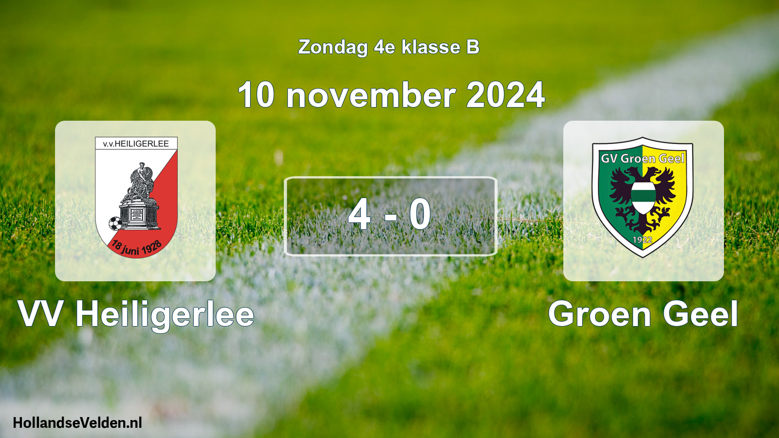Total number of matches played: VV Heiligerlee - Groen Geel 4 - 0 (10 November 2024)