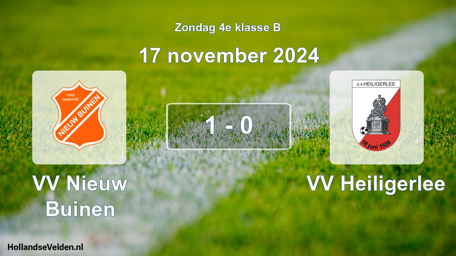 Total number of matches played: VV Nieuw Buinen - VV Heiligerlee 1 - 0 (17 November 2024)