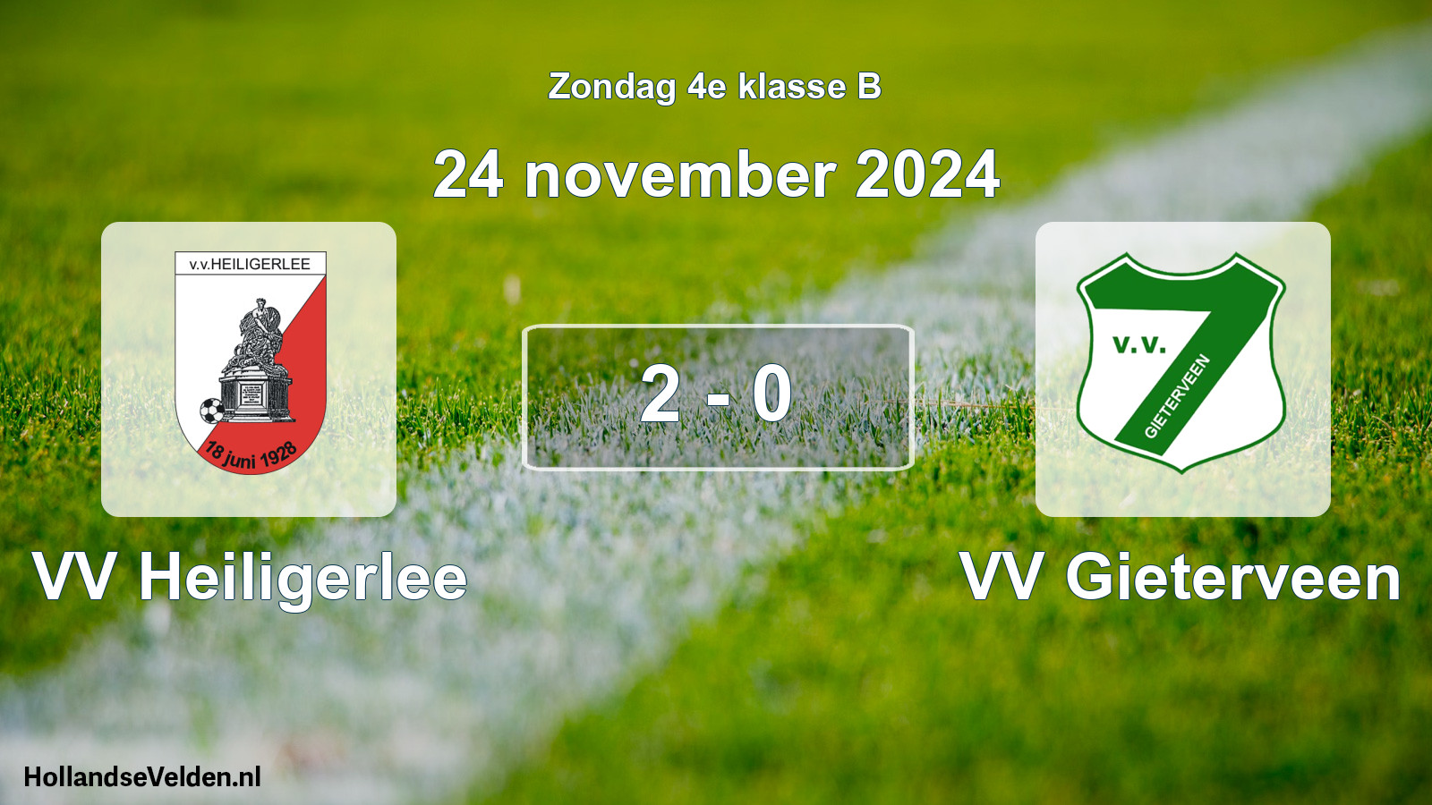 Total number of matches played: VV Heiligerlee - VV Gieterveen 2 - 0 (24 November 2024)