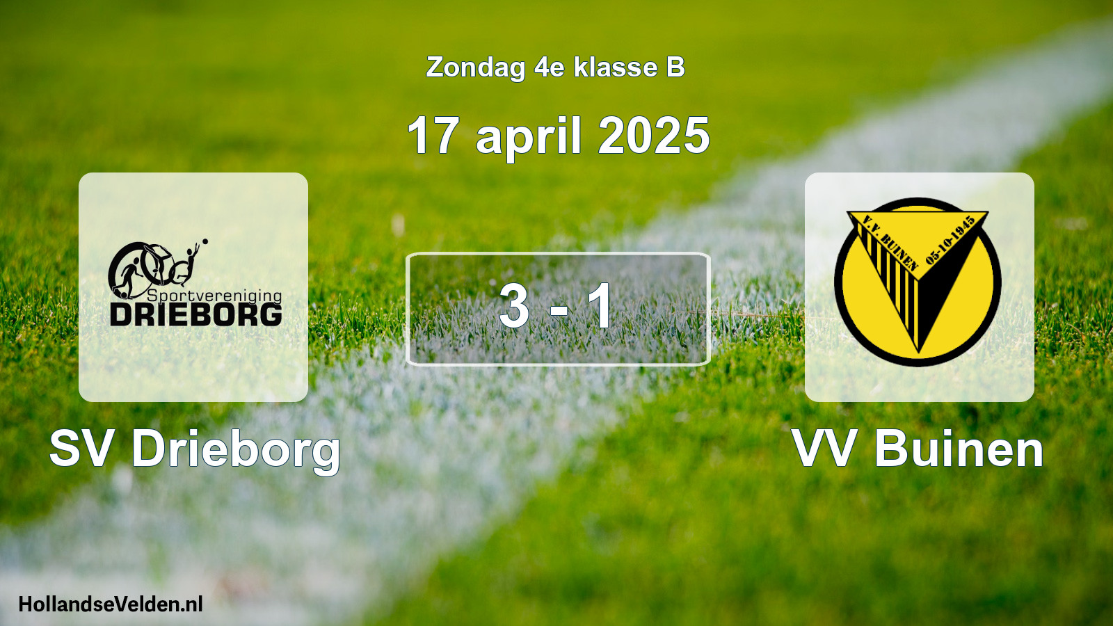 Total number of matches played: SV Drieborg - VV Buinen 3 - 1 (17 April 2025)
