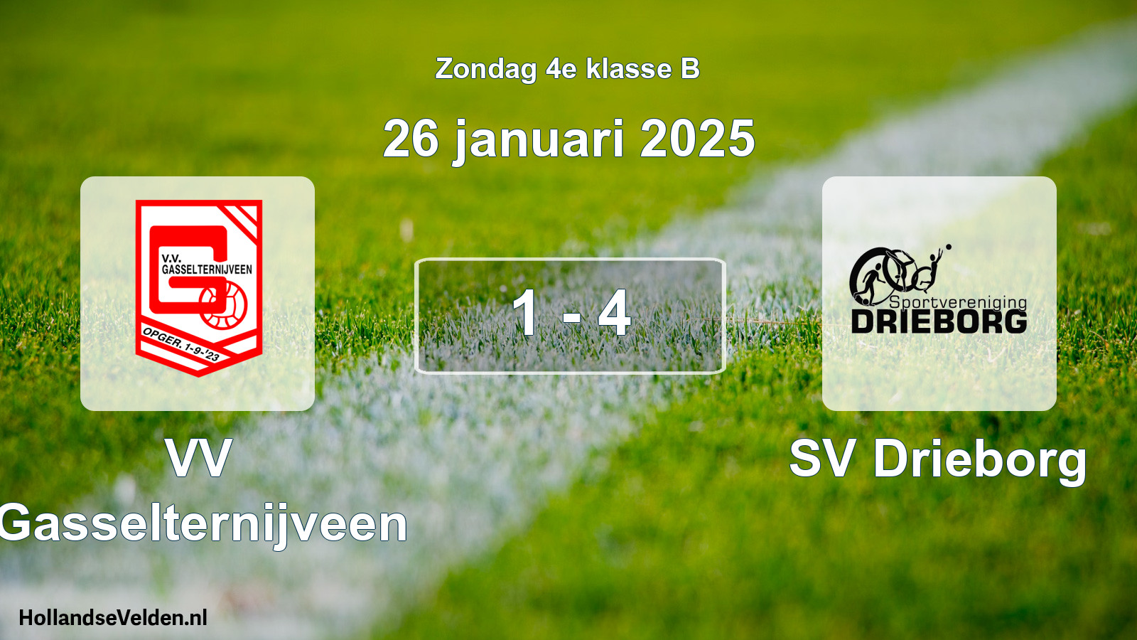 Total number of matches played: VV Gasselternijveen - SV Drieborg 1 - 4 (26 January 2025)