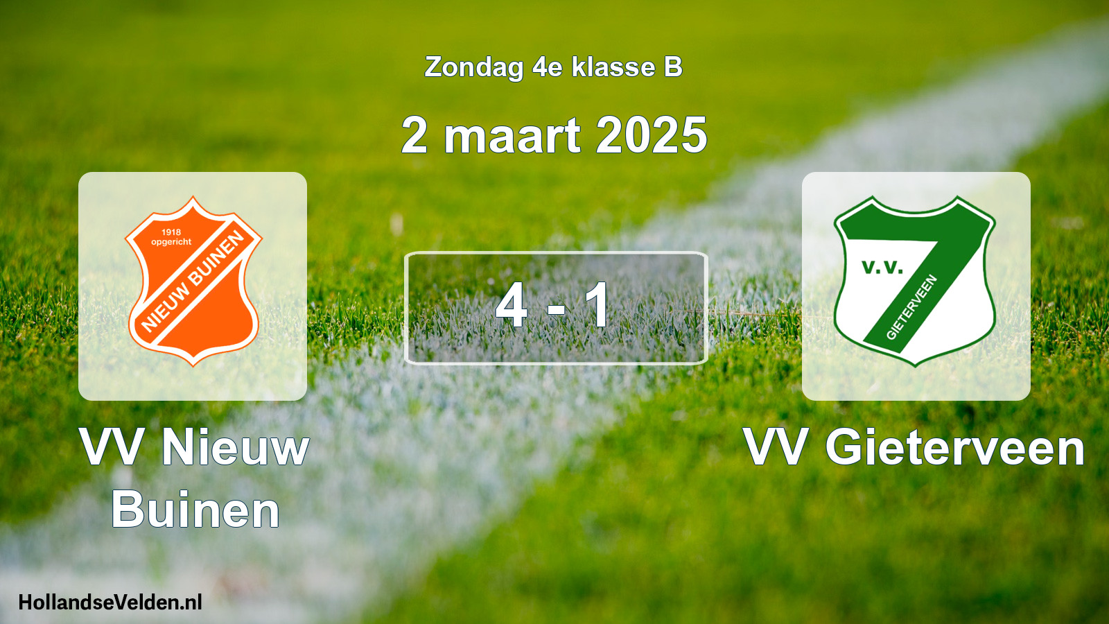 Total number of matches played: VV Nieuw Buinen - VV Gieterveen 4 - 1 (2 March 2025)