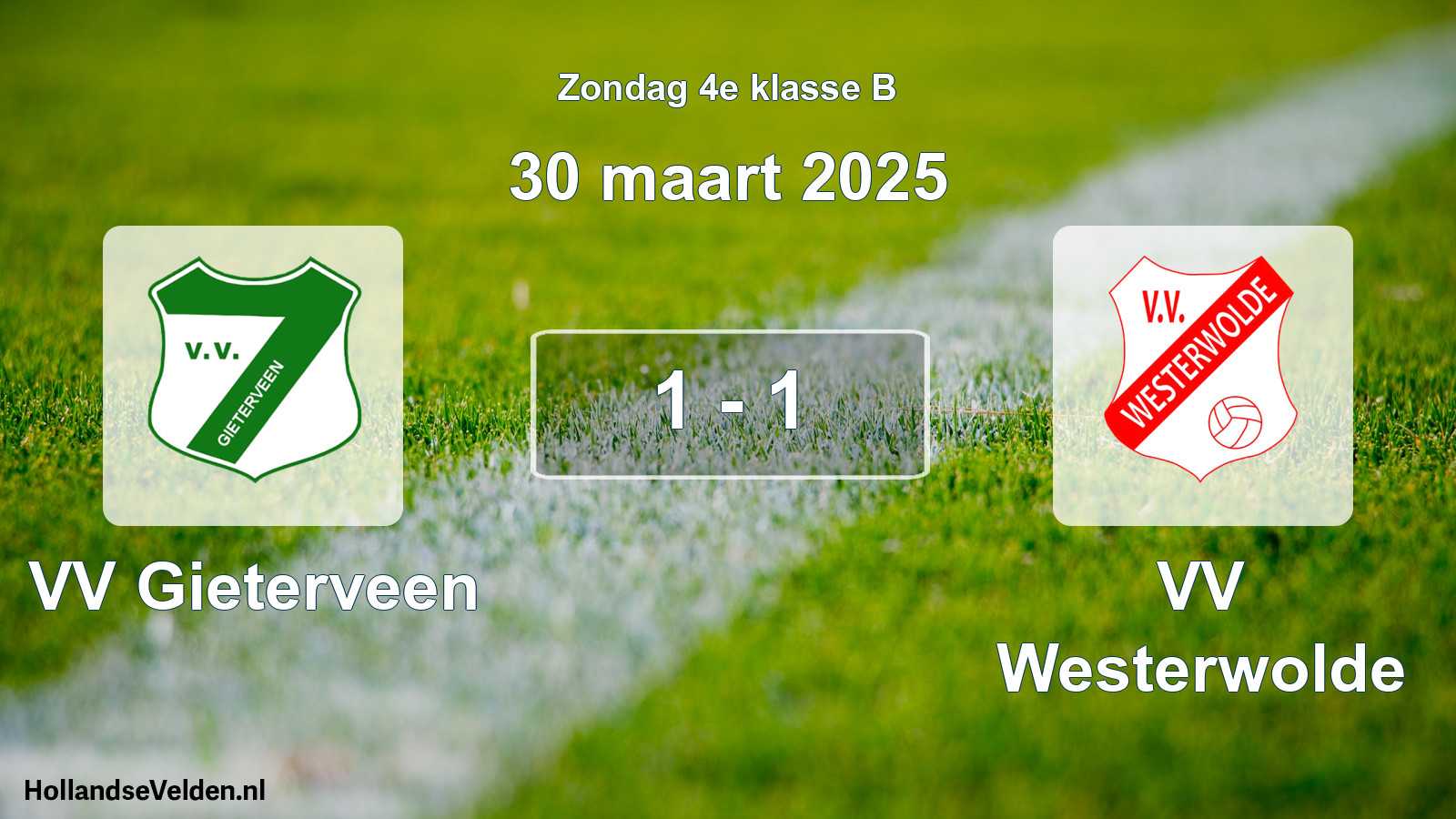 Total number of matches played: VV Gieterveen - VV Westerwolde 1 - 1 (30 March 2025)