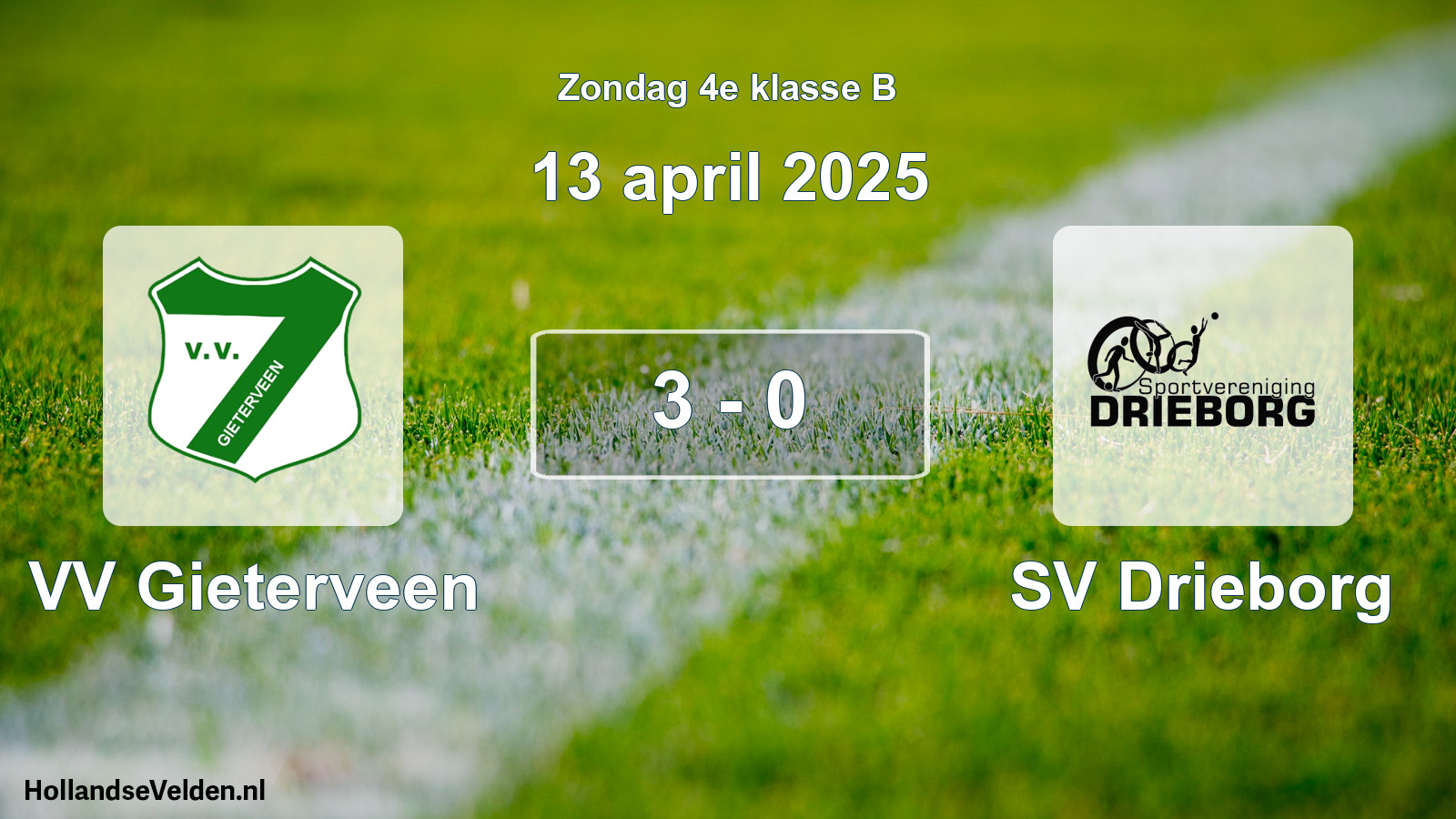 Total number of matches played: VV Gieterveen - SV Drieborg 3 - 0 (13 April 2025)