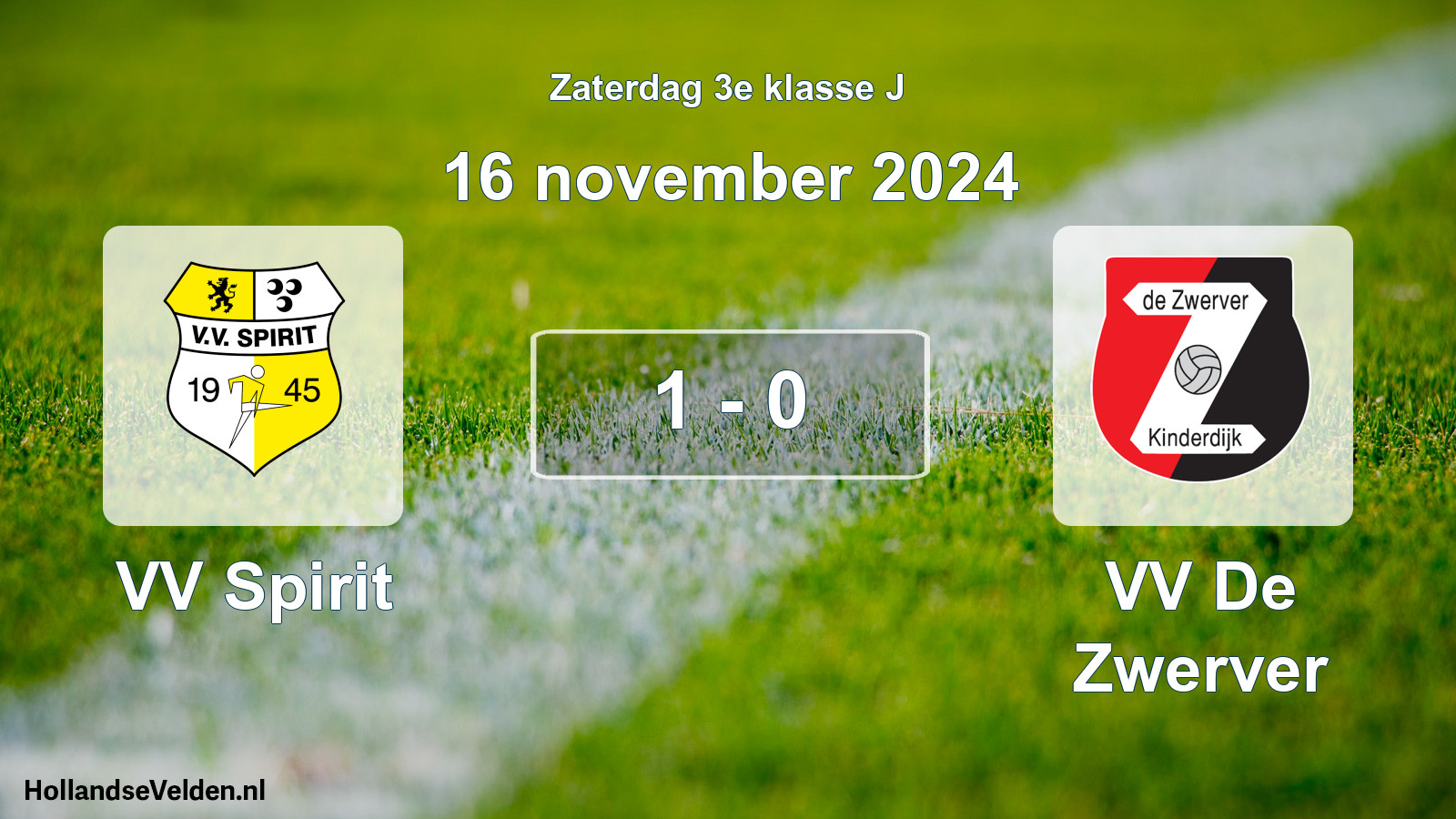 Total number of matches played: VV Spirit - VV De Zwerver 1 - 0 (16 November 2024)