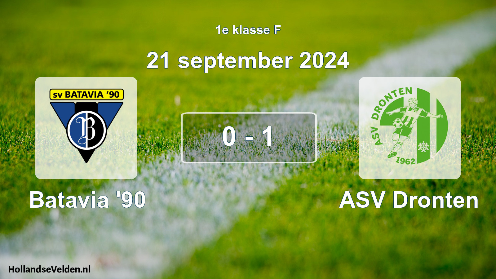 Total number of matches played: Batavia '90 - ASV Dronten 0 - 1 (21 September 2024)