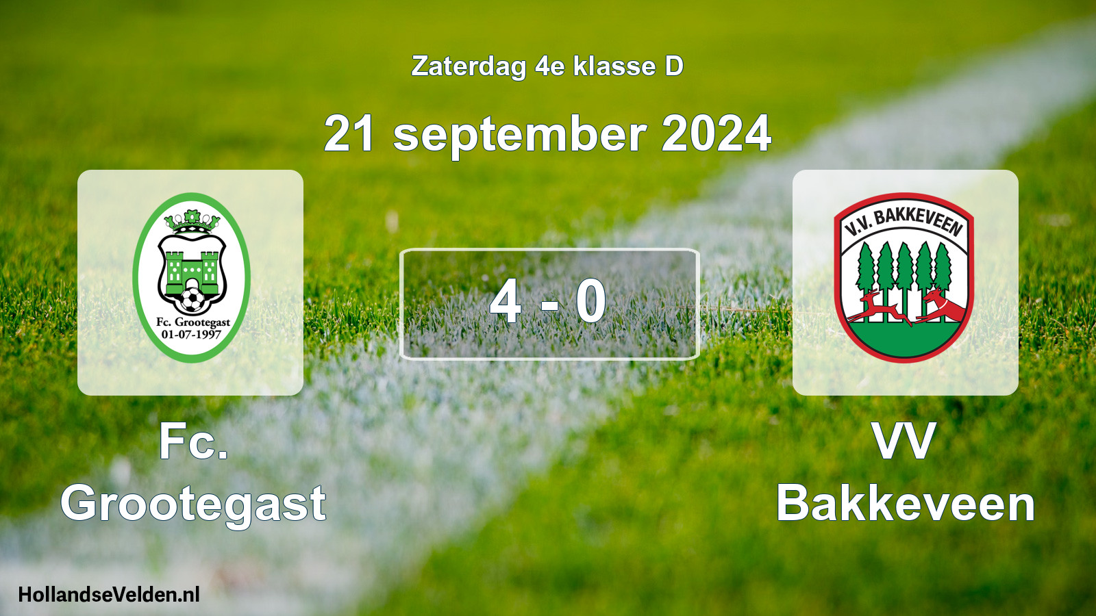 Total number of matches played: Fc. Grootegast - VV Bakkeveen 4 - 0 (21 September 2024)