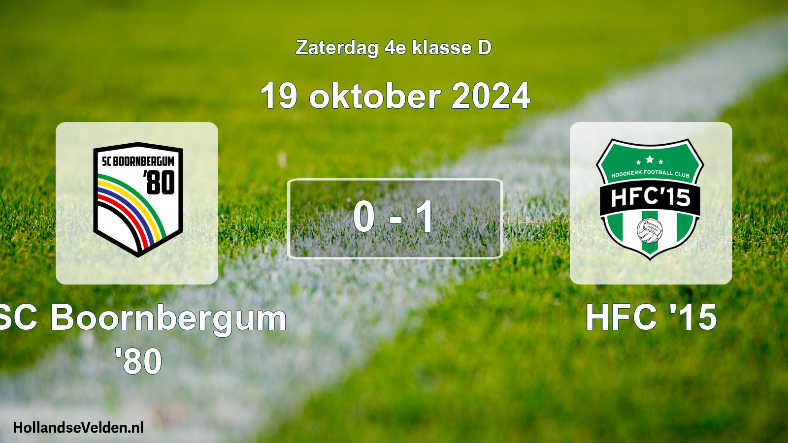 Total number of matches played: SC Boornbergum '80 - HFC '15 0 - 1 (19 October 2024)