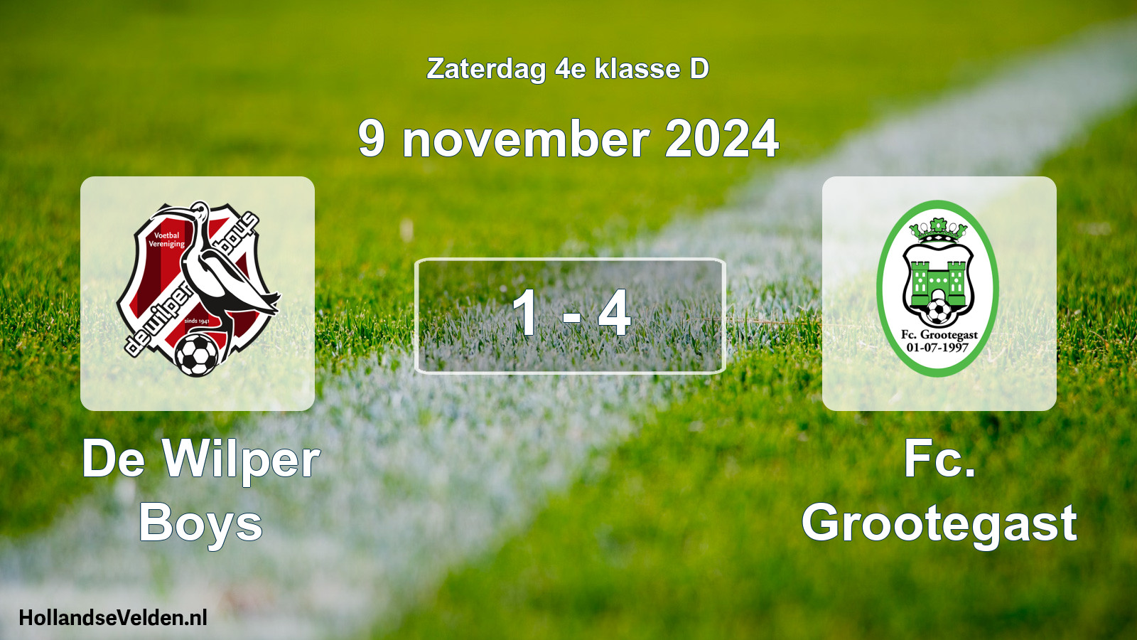 Total number of matches played: De Wilper Boys - Fc. Grootegast 1 - 4 (9 November 2024)