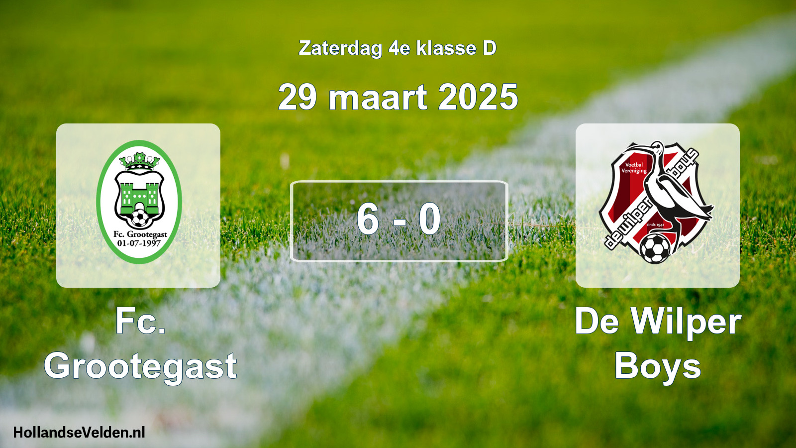 Total number of matches played: Fc. Grootegast - De Wilper Boys 6 - 0 (29 March 2025)