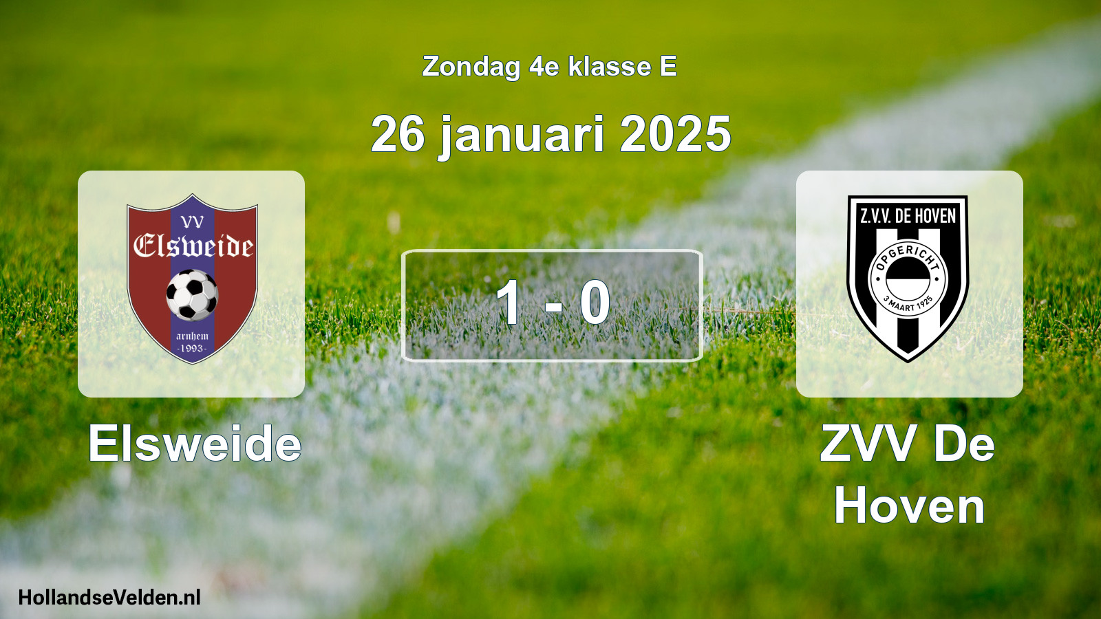 Total number of matches played: Elsweide - ZVV De Hoven 1 - 0 (26 January 2025)