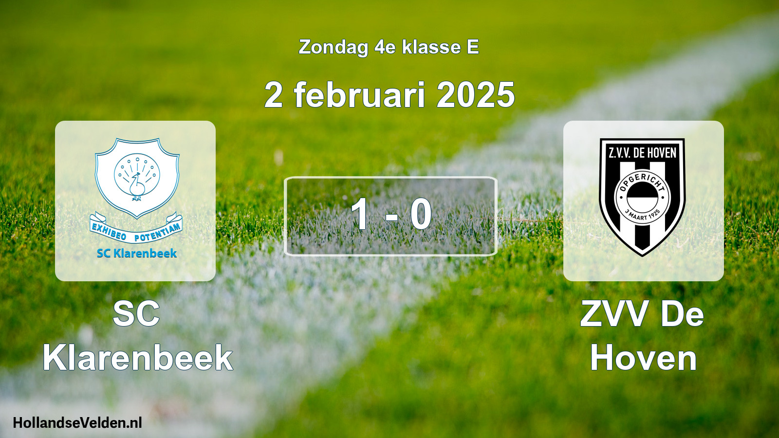 Total number of matches played: SC Klarenbeek - ZVV De Hoven 1 - 0 (2 February 2025)