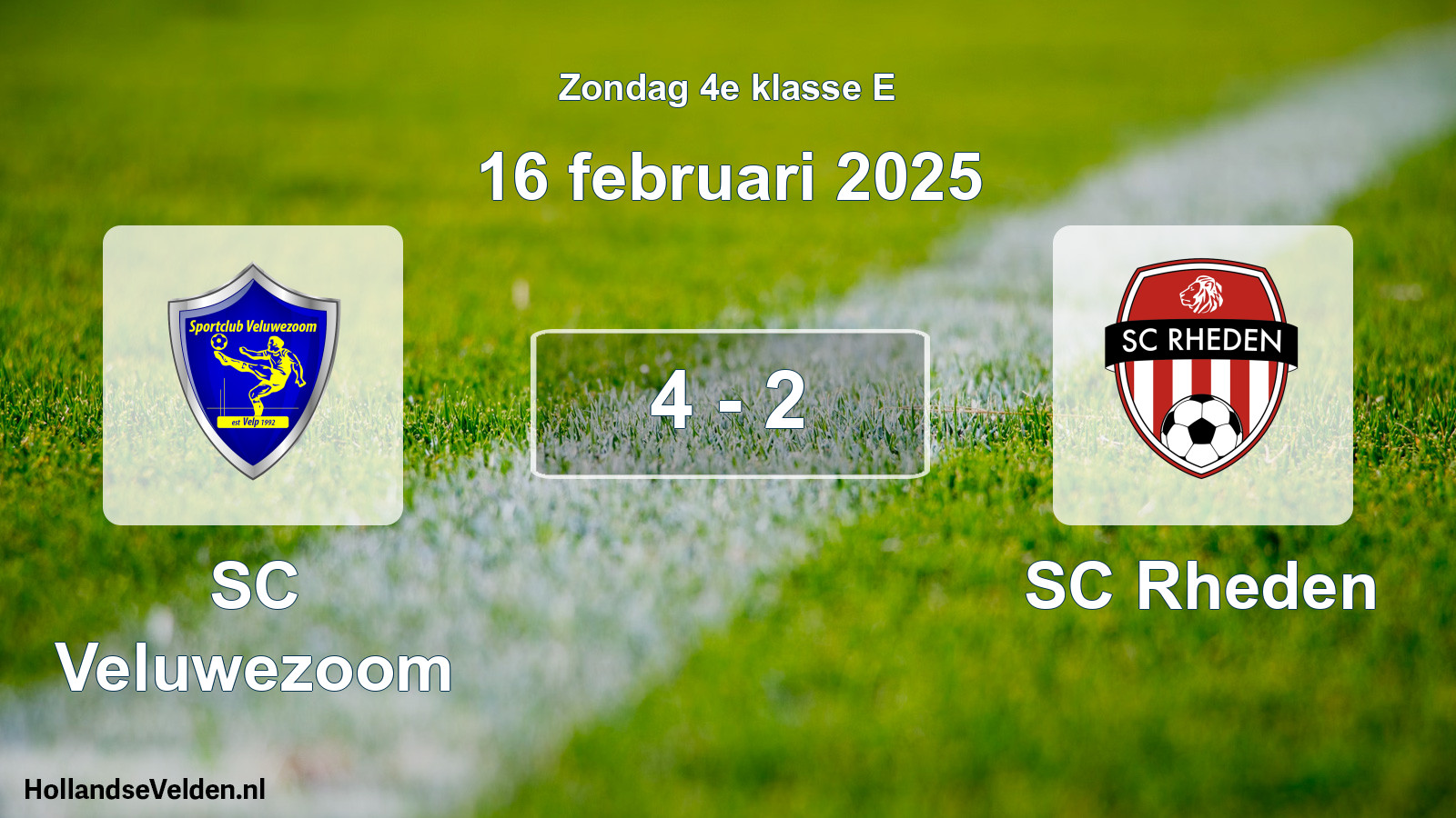 Total number of matches played: SC Veluwezoom - SC Rheden 4 - 2 (16 February 2025)