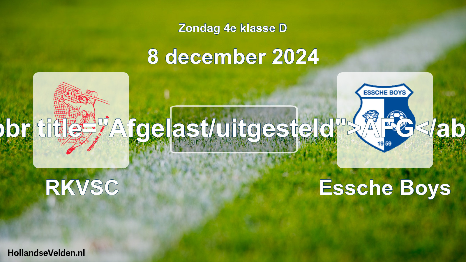 Scheduled Match: RKVSC - Essche Boys (8 December 2024)