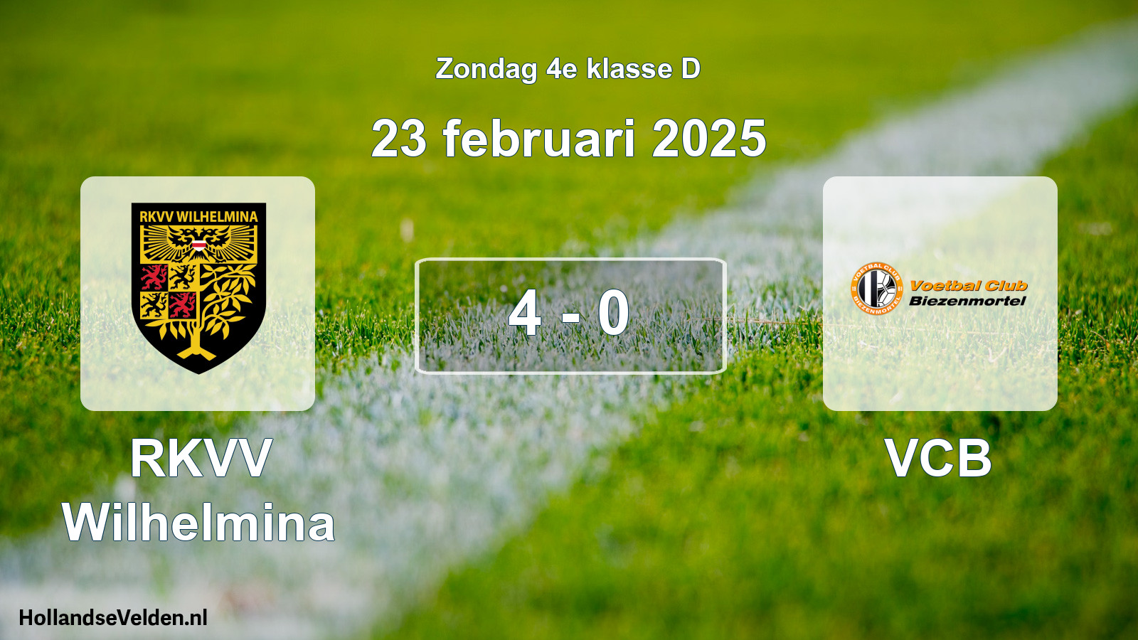 Total number of matches played: RKVV Wilhelmina - VCB 4 - 0 (23 February 2025)