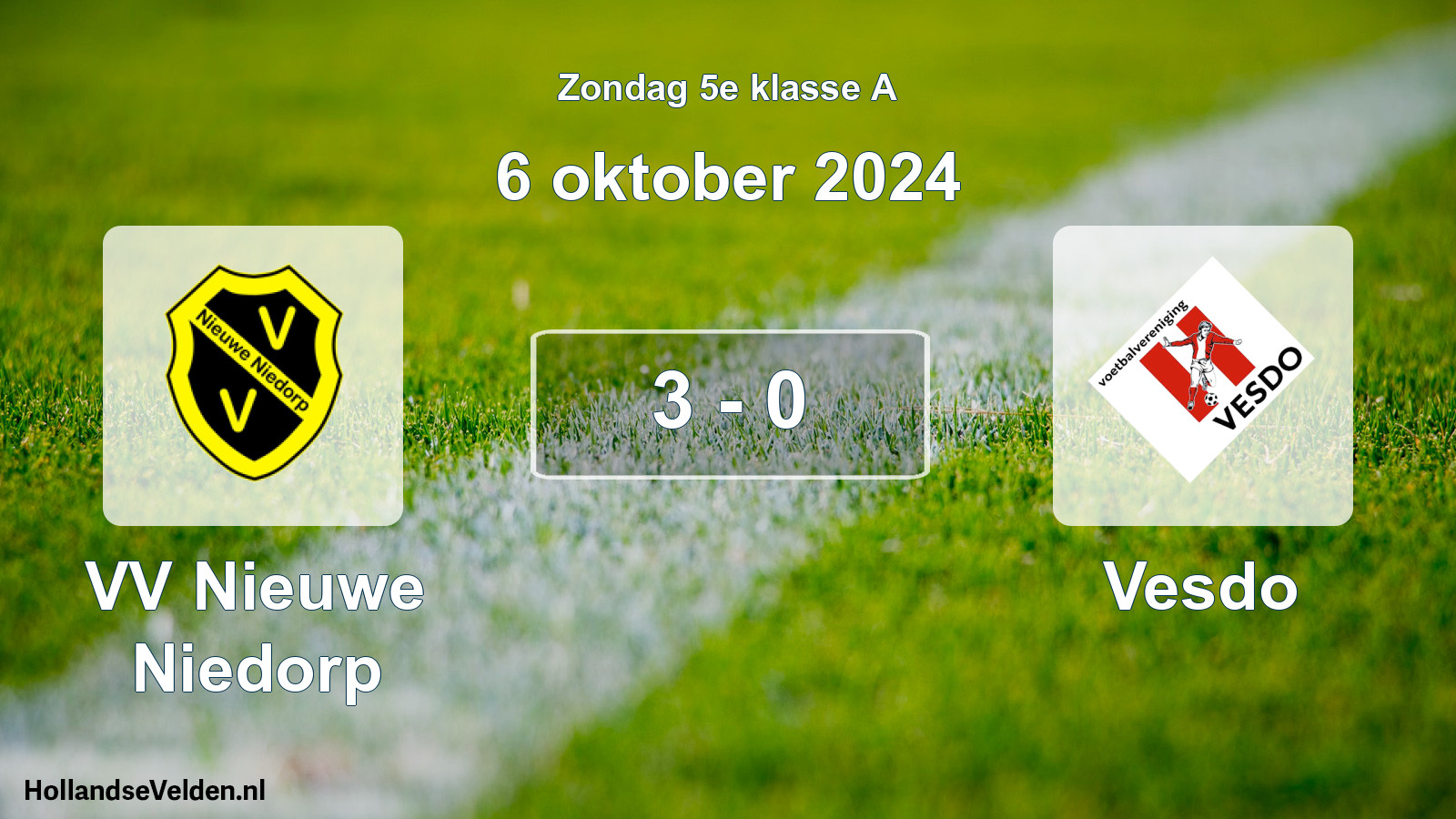 Total number of matches played: VV Nieuwe Niedorp - Vesdo 3 - 0 (6 October 2024)