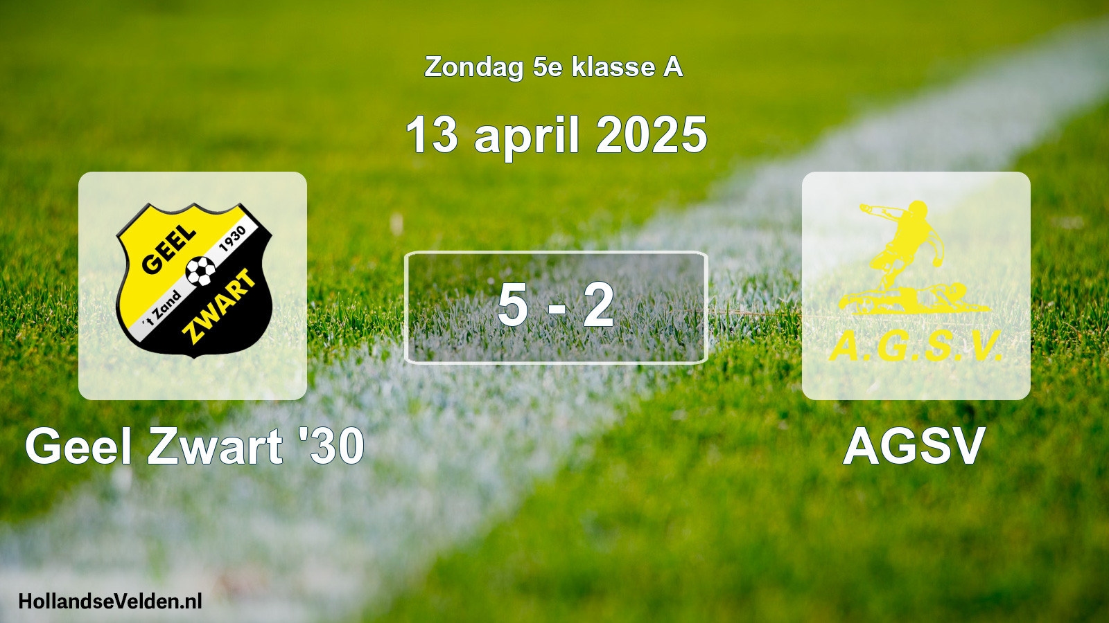 Total number of matches played: Geel Zwart '30 - AGSV 5 - 2 (13 April 2025)