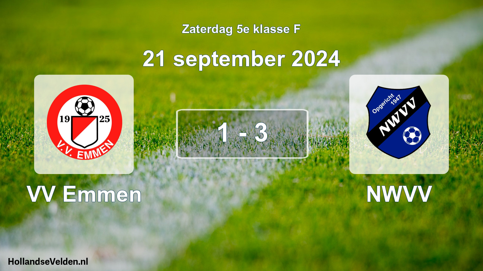 Gespeelde wedstrijd: VV Emmen - NWVV 1 - 3 (21 september 2024)