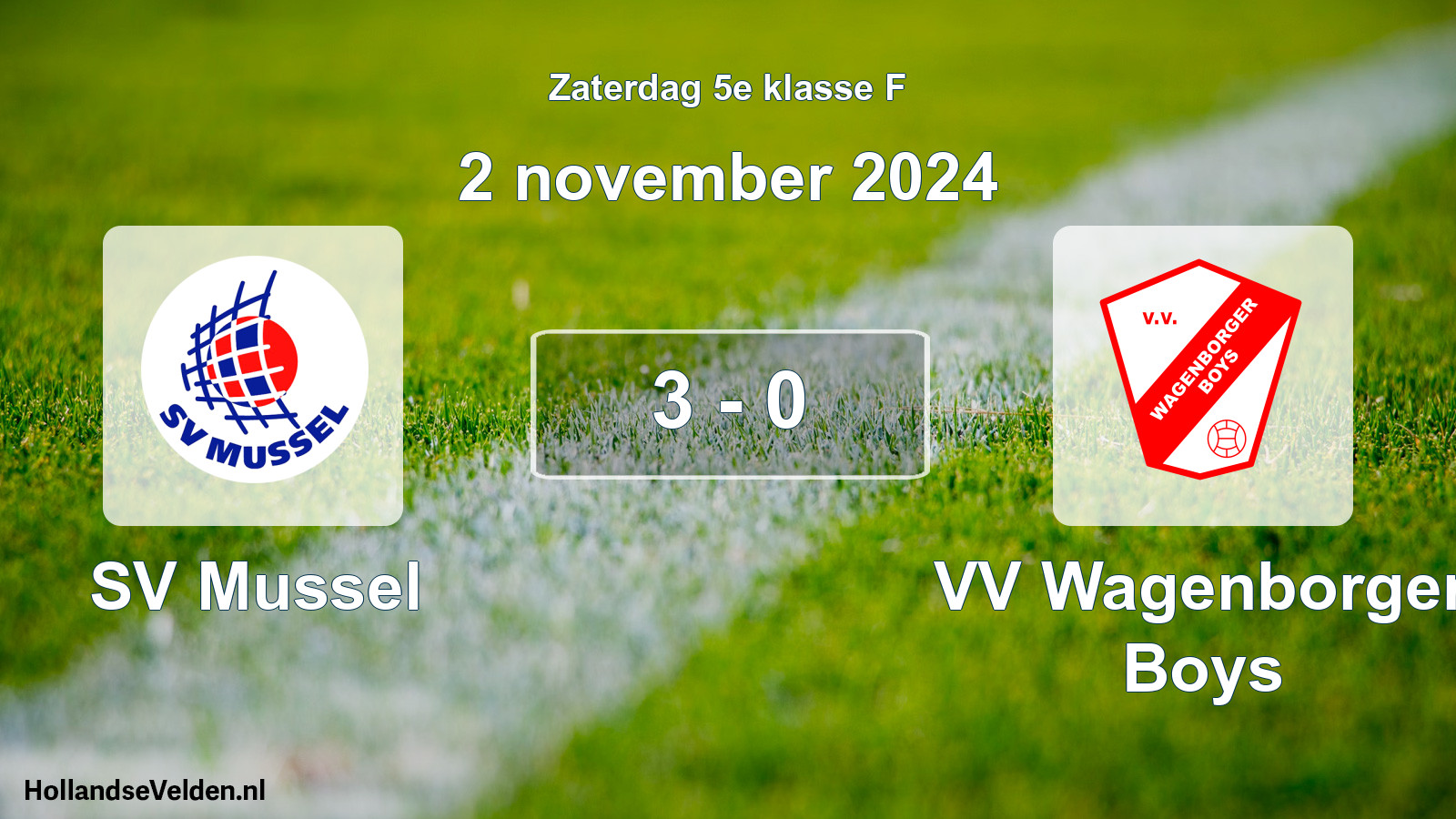 Total number of matches played: SV Mussel - VV Wagenborger Boys 3 - 0 (2 November 2024)