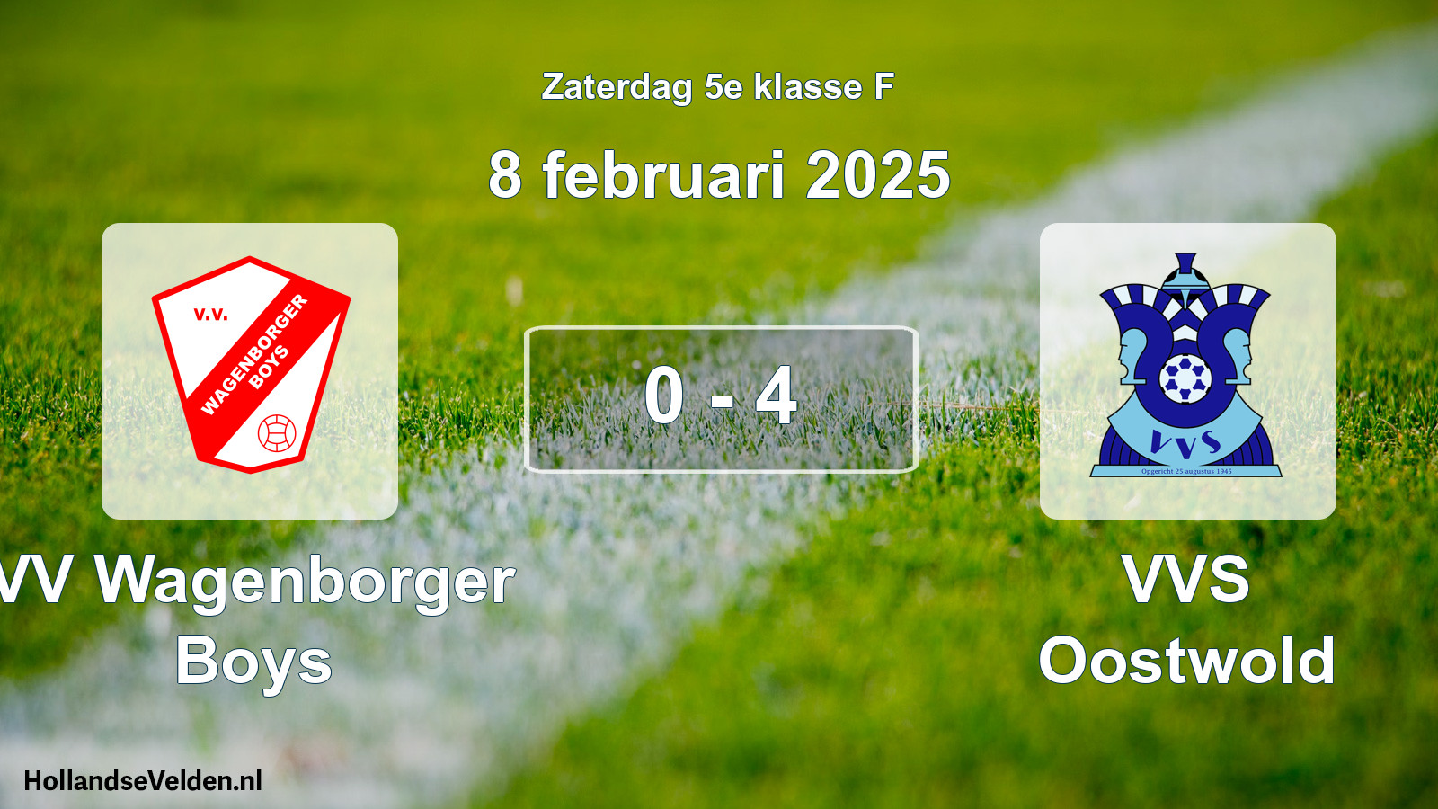 Total number of matches played: VV Wagenborger Boys - VVS Oostwold 0 - 4 (8 February 2025)
