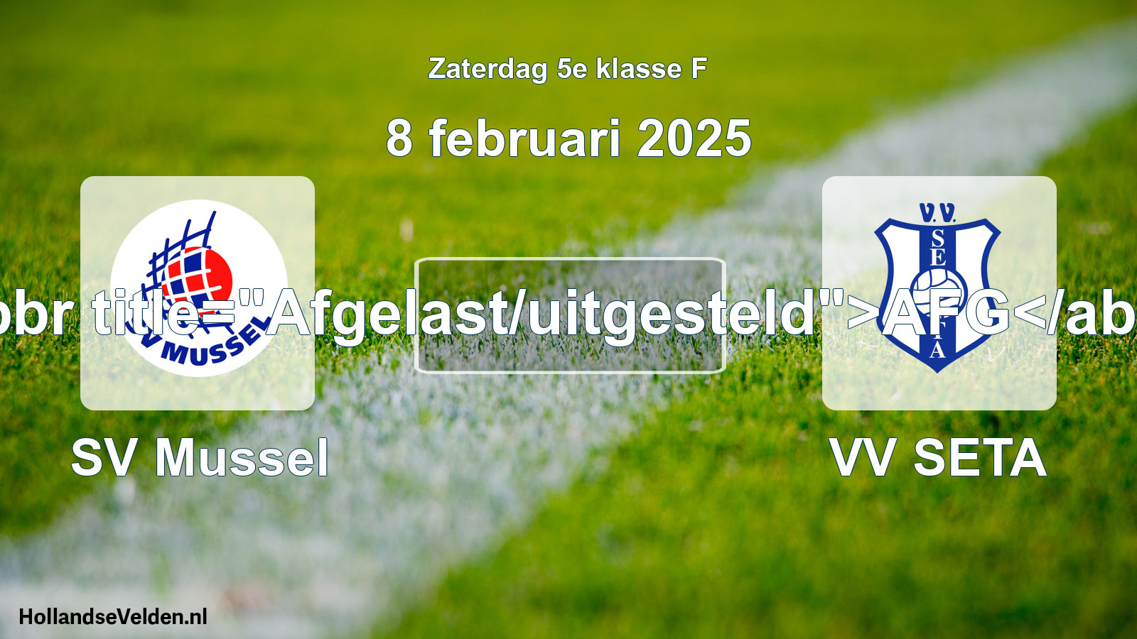 Scheduled Match: SV Mussel - VV SETA (8 February 2025)