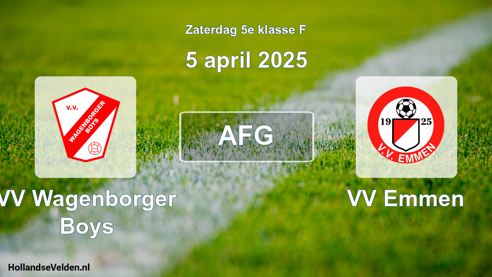 Scheduled Match: VV Wagenborger Boys - VV Emmen (5 April 2025)