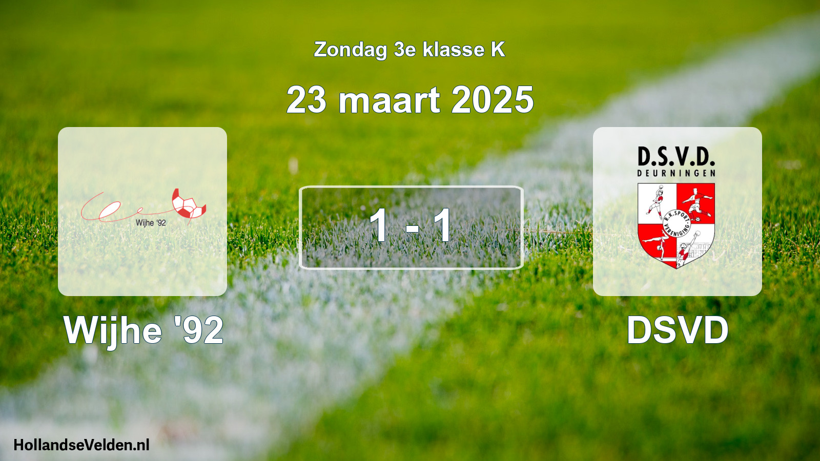 Gespeelde wedstrijd: Wijhe '92 - DSVD 1 - 1 (23 maart 2025)