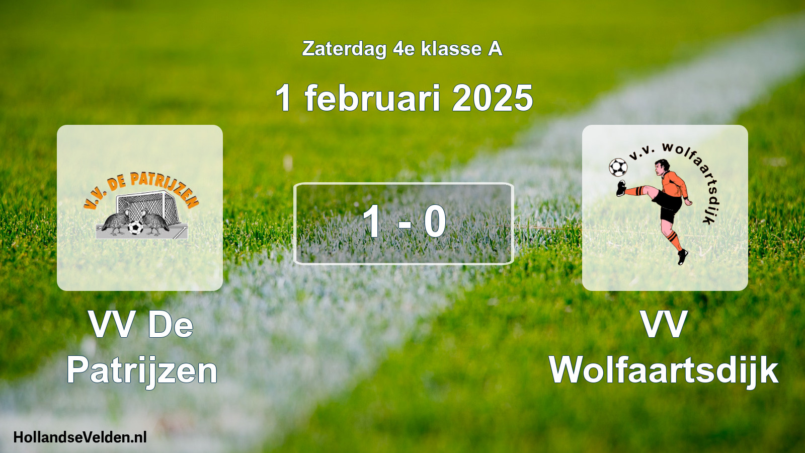 Total number of matches played: VV De Patrijzen - VV Wolfaartsdijk 1 - 0 (1 February 2025)