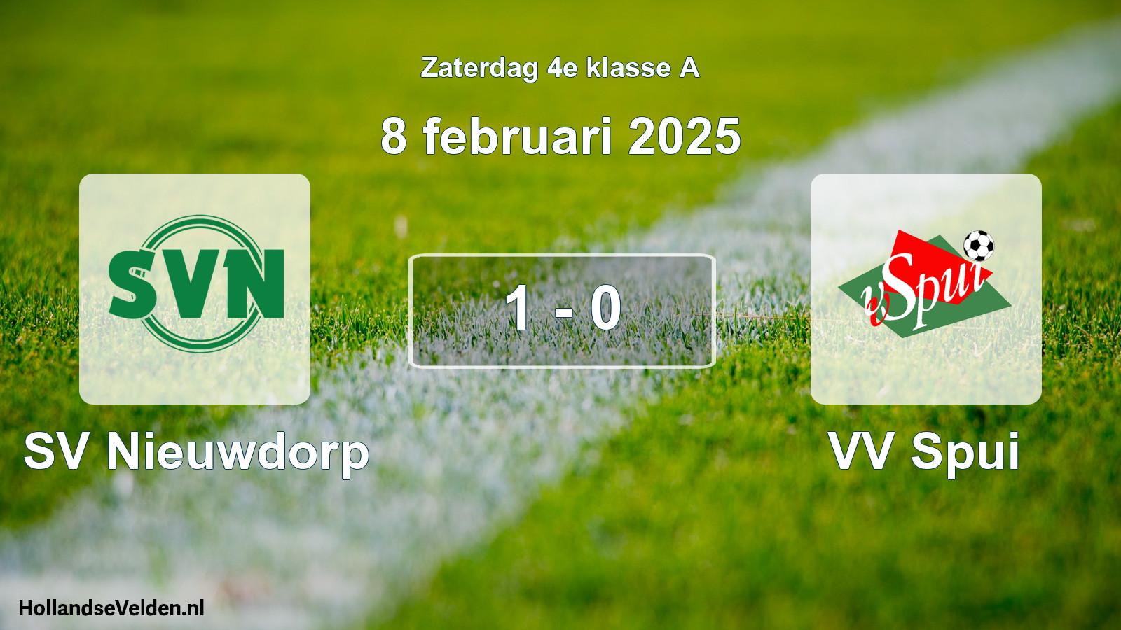 Total number of matches played: SV Nieuwdorp - VV Spui 1 - 0 (8 February 2025)