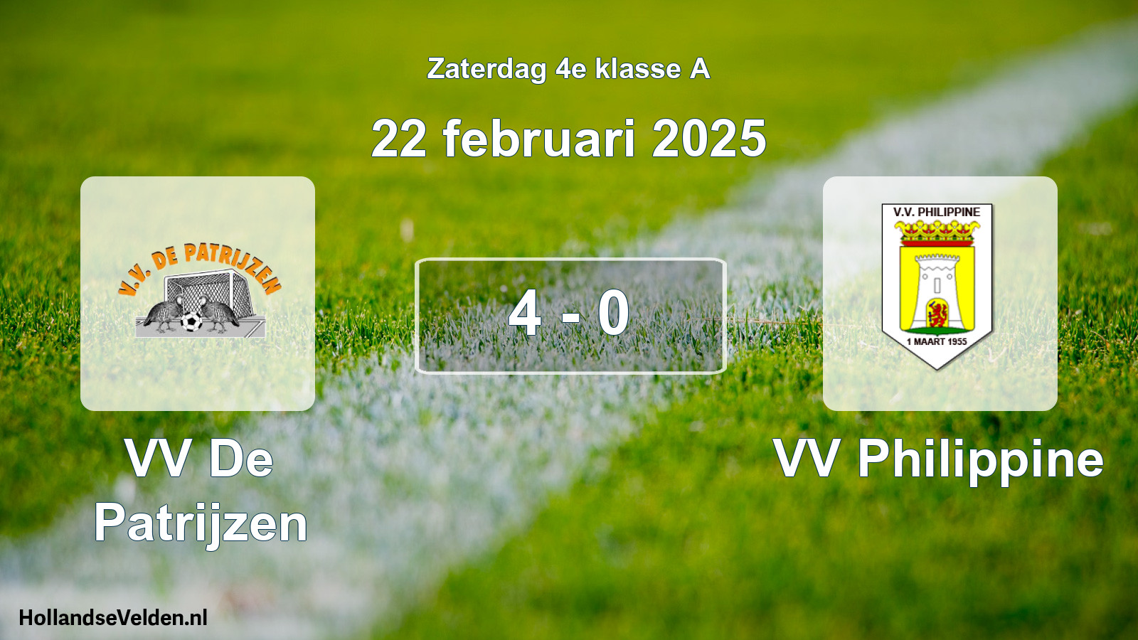 Total number of matches played: VV De Patrijzen - VV Philippine 4 - 0 (22 February 2025)
