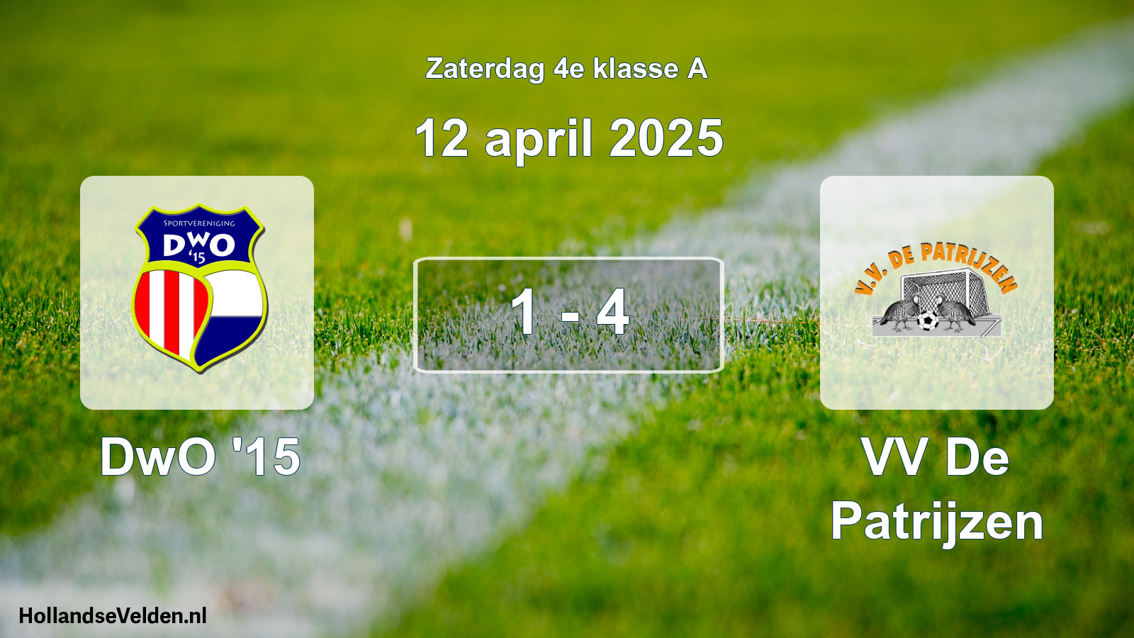 Total number of matches played: DwO '15 - VV De Patrijzen 1 - 4 (12 April 2025)