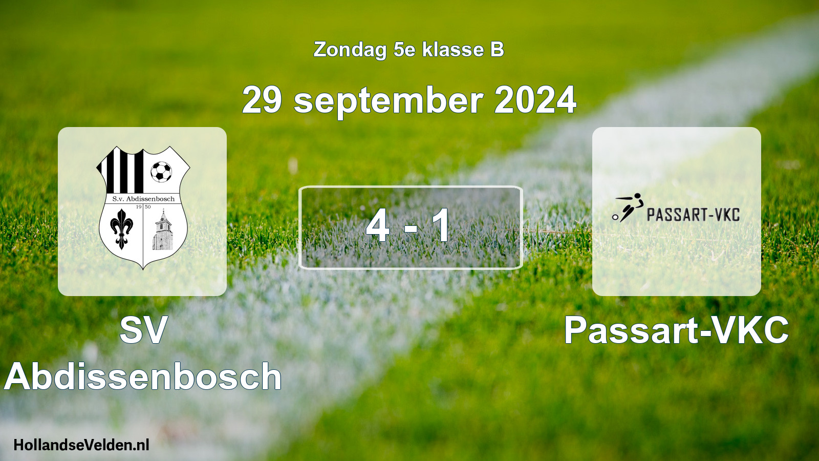 Total number of matches played: SV Abdissenbosch - Passart-VKC 4 - 1 (29 September 2024)