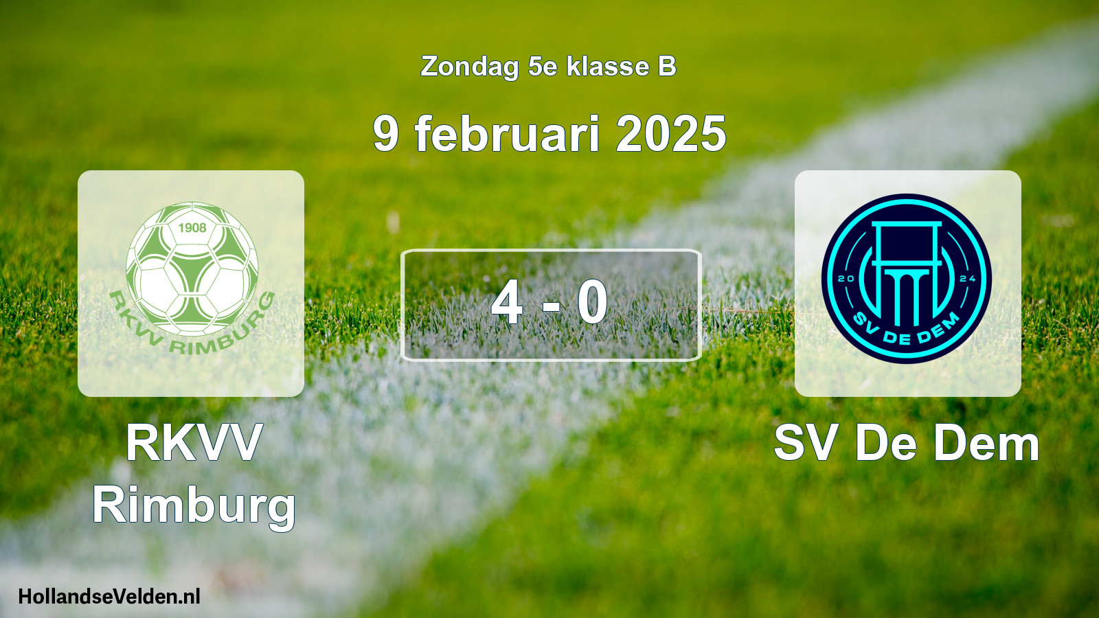 Total number of matches played: RKVV Rimburg - SV De Dem 4 - 0 (9 February 2025)