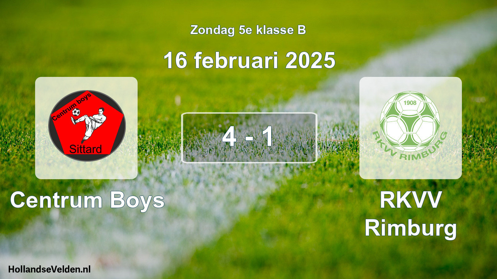 Total number of matches played: Centrum Boys - RKVV Rimburg 4 - 1 (16 February 2025)