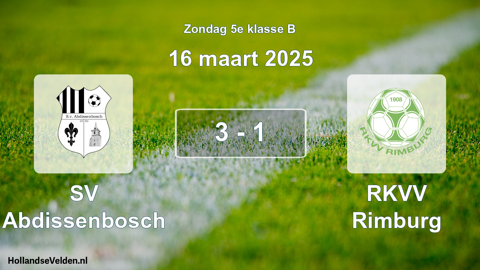 Total number of matches played: SV Abdissenbosch - RKVV Rimburg 3 - 1 (16 March 2025)