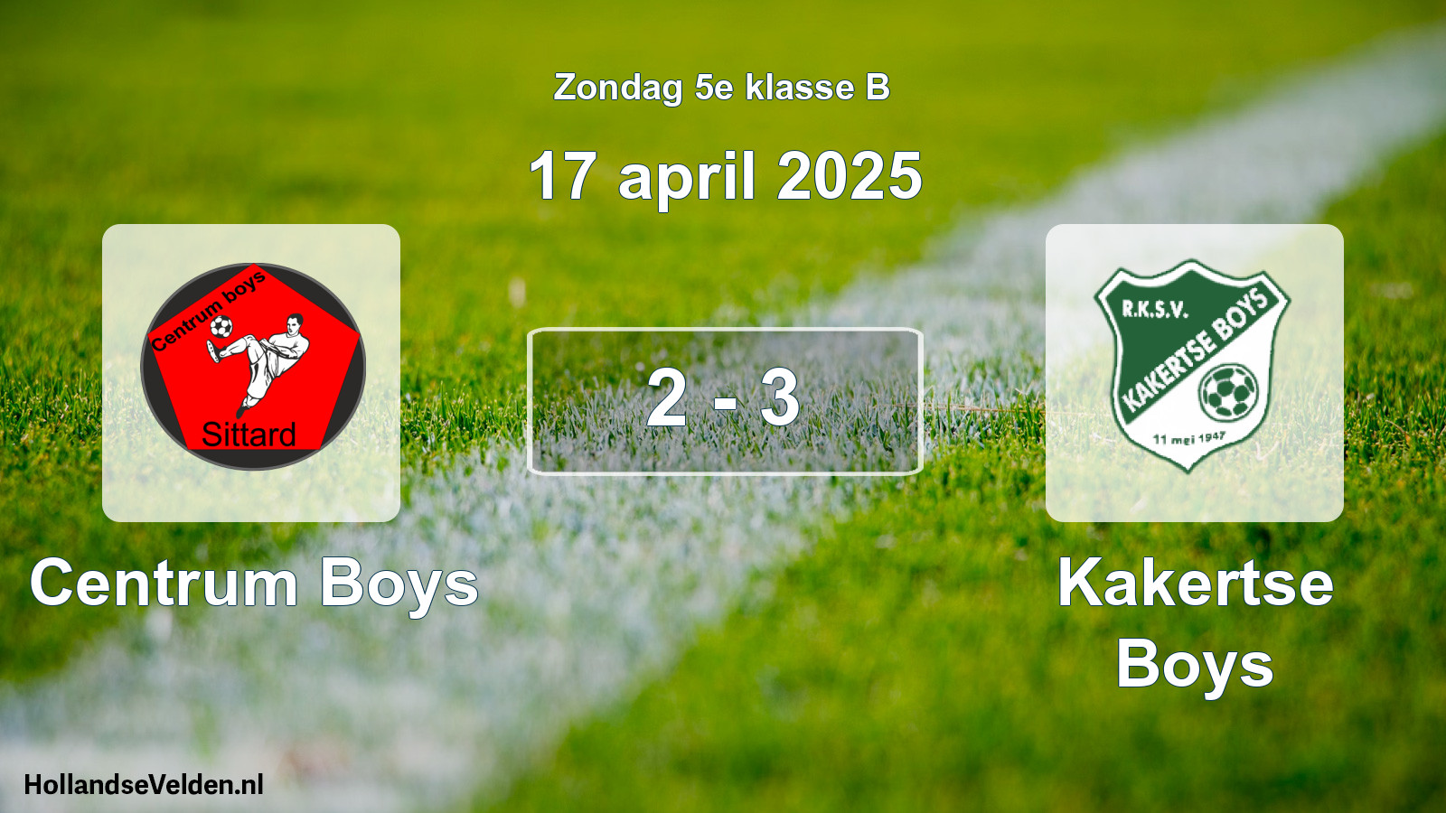 Total number of matches played: Centrum Boys - Kakertse Boys 2 - 3 (17 April 2025)