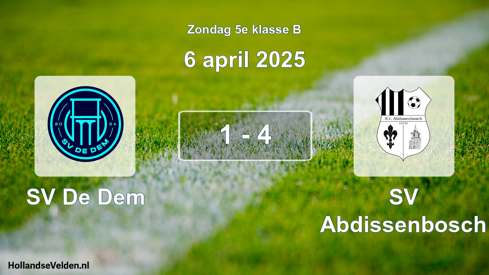 Total number of matches played: SV De Dem - SV Abdissenbosch 1 - 4 (6 April 2025)