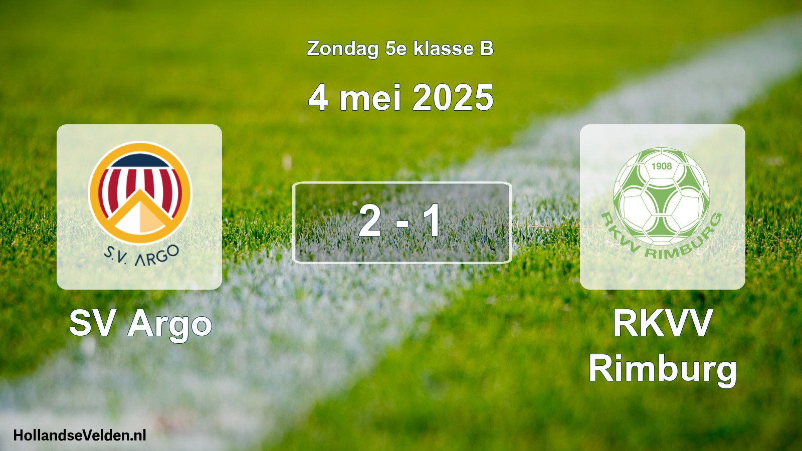 Total number of matches played: SV Argo - RKVV Rimburg 2 - 1 (4 May 2025)