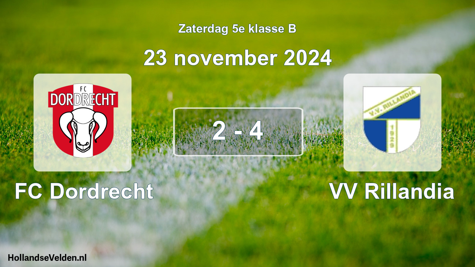 Total number of matches played: FC Dordrecht - VV Rillandia 2 - 4 (23 November 2024)