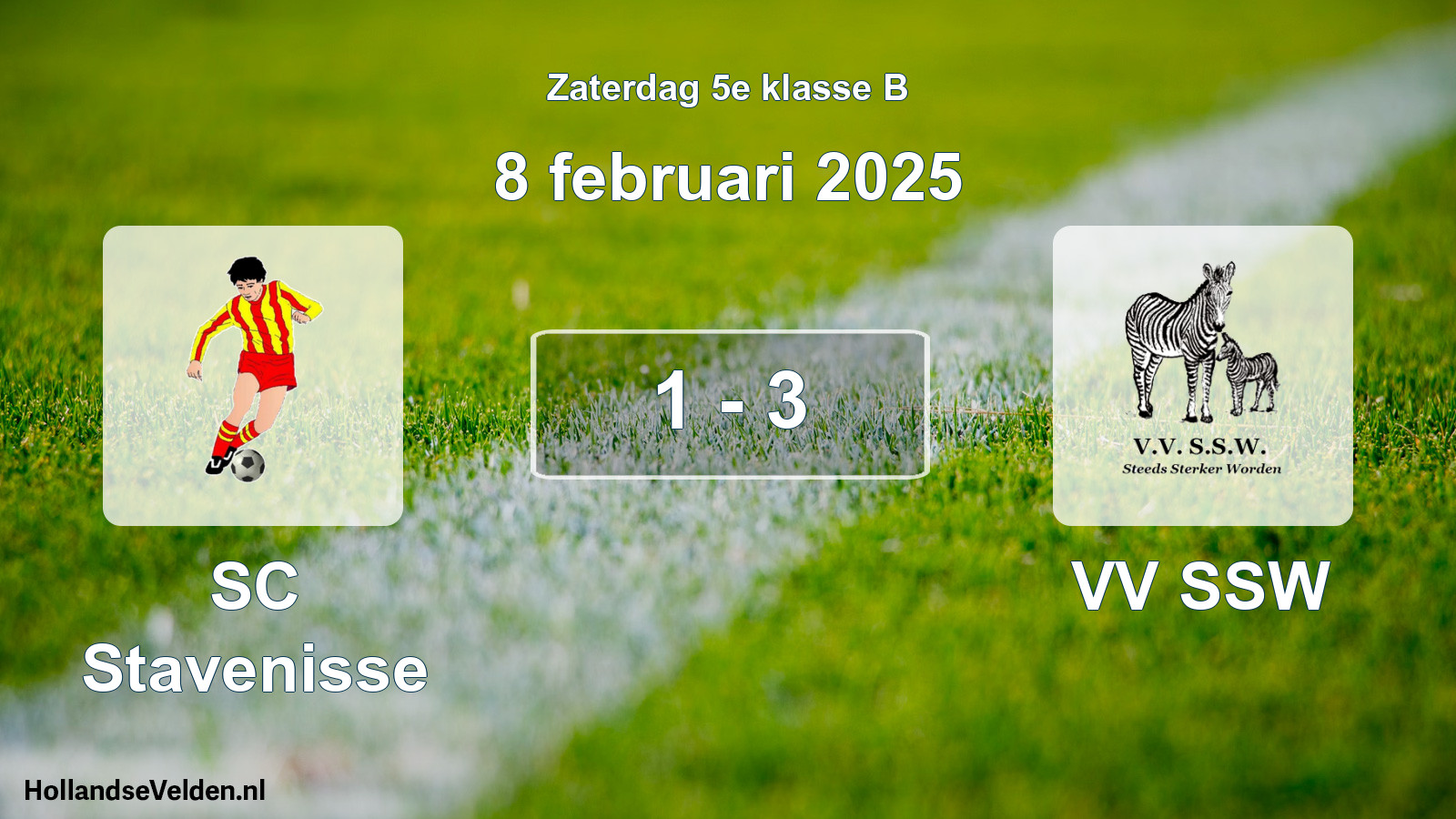Total number of matches played: SC Stavenisse - VV SSW 1 - 3 (8 February 2025)