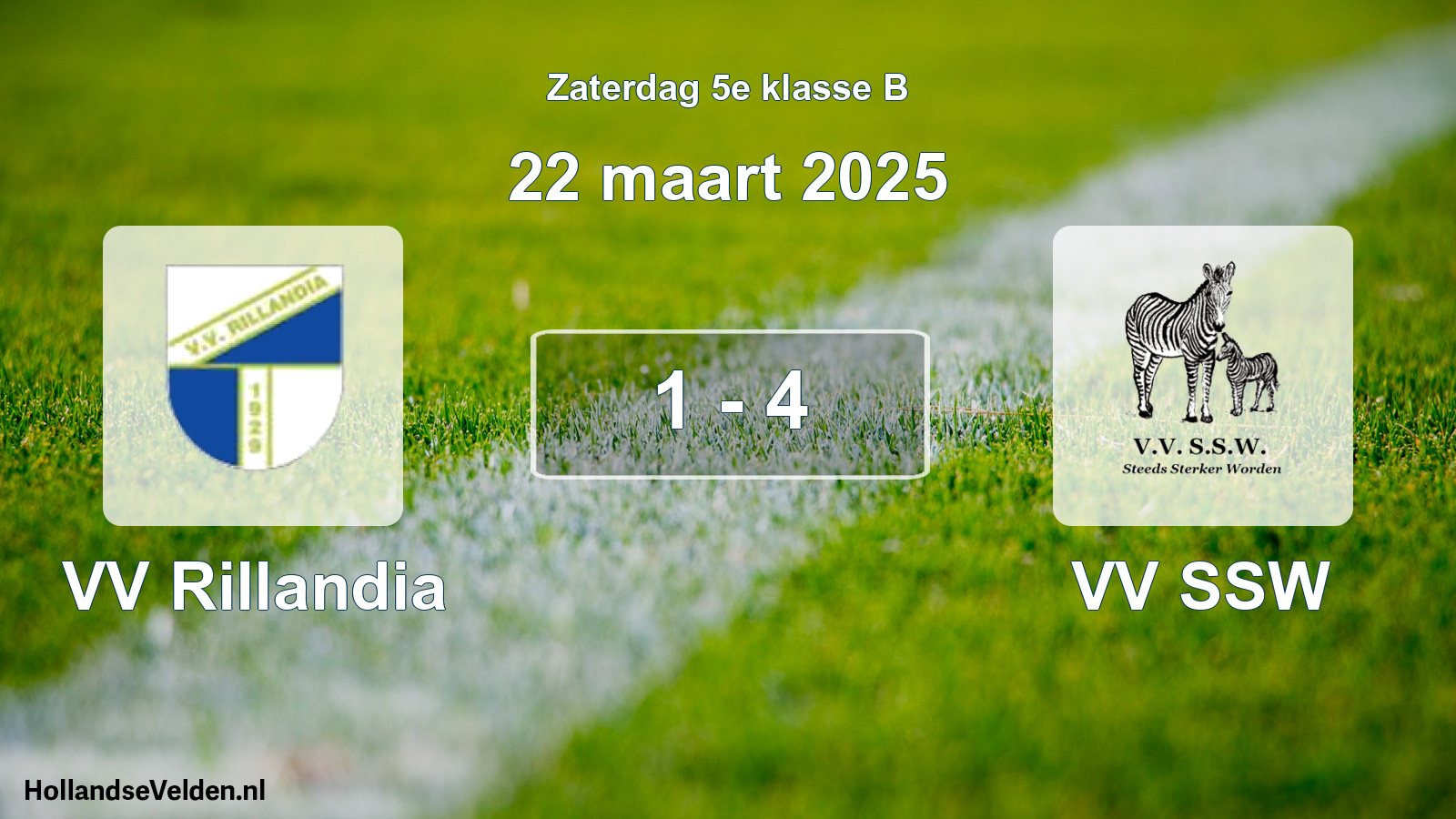 Total number of matches played: VV Rillandia - VV SSW 1 - 4 (22 March 2025)